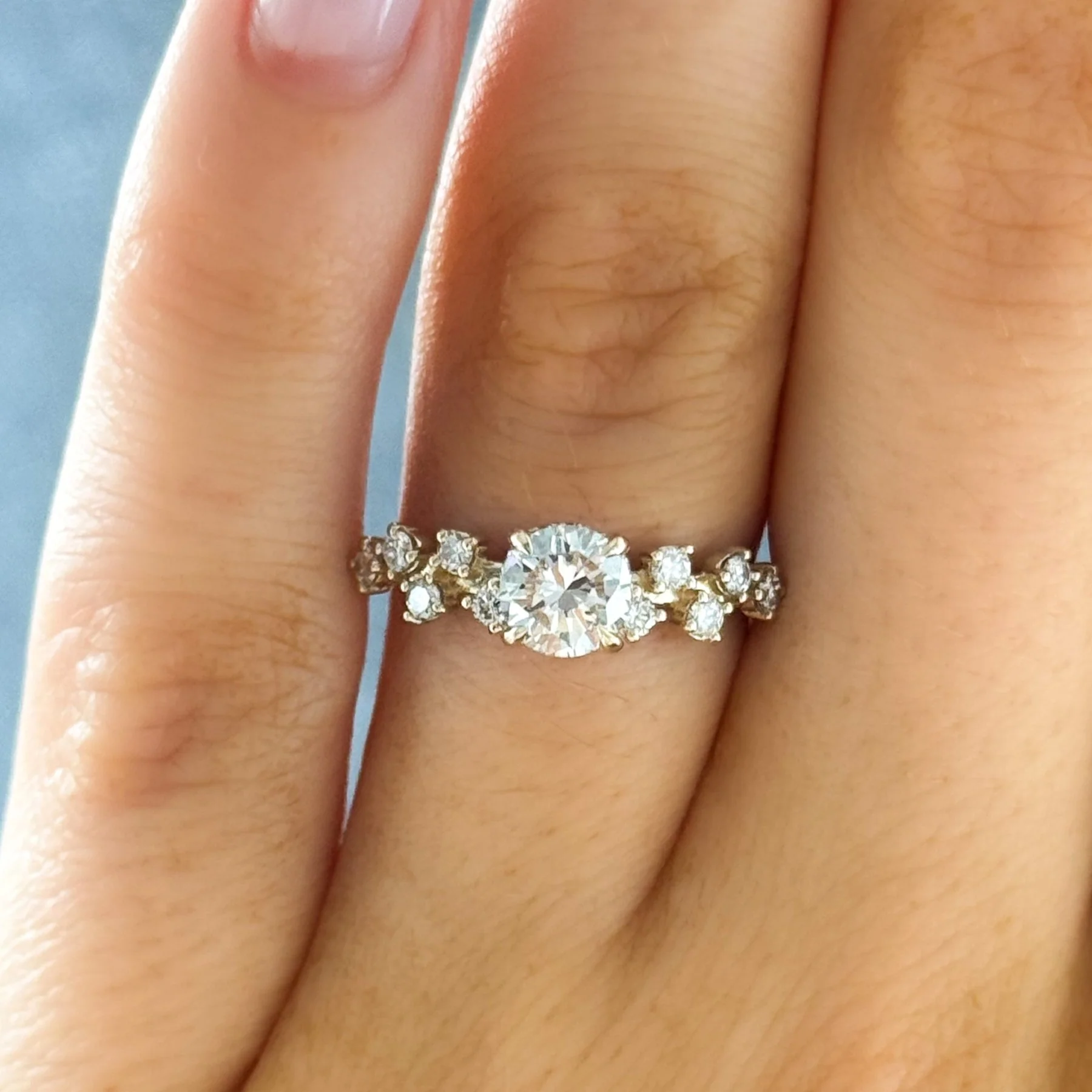 Starfire Engagement Ring with Round Cut Diamond - Image 6