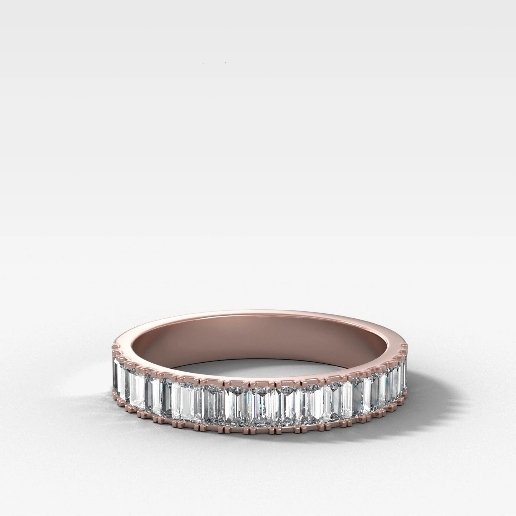Straight Edge Baguette Diamond Wedding Band - Image 4