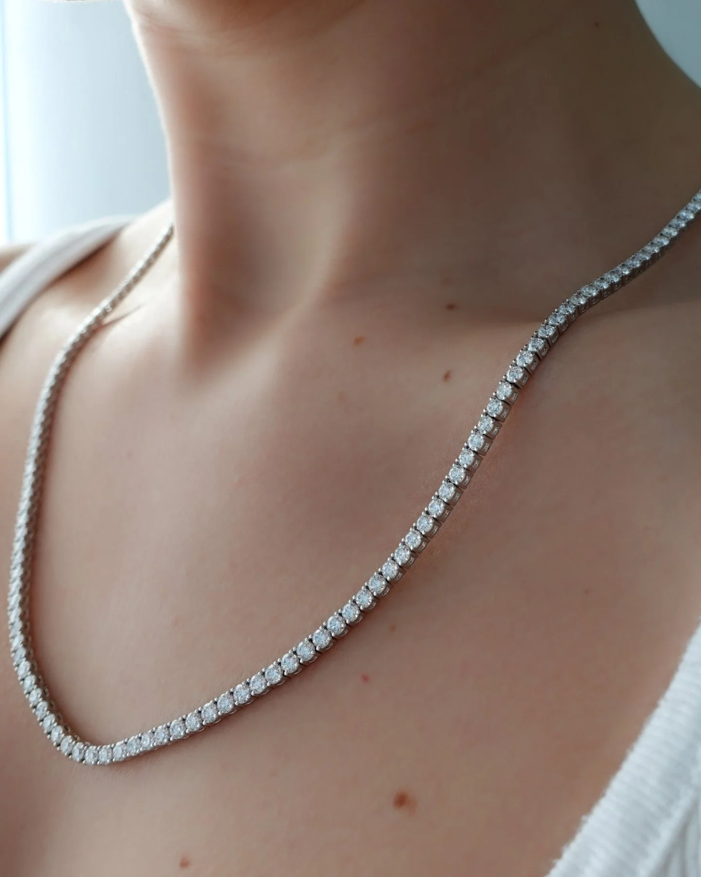 Straight Line Diamond Tennis Necklace 18in (6CTW-15CTW) - Image 2