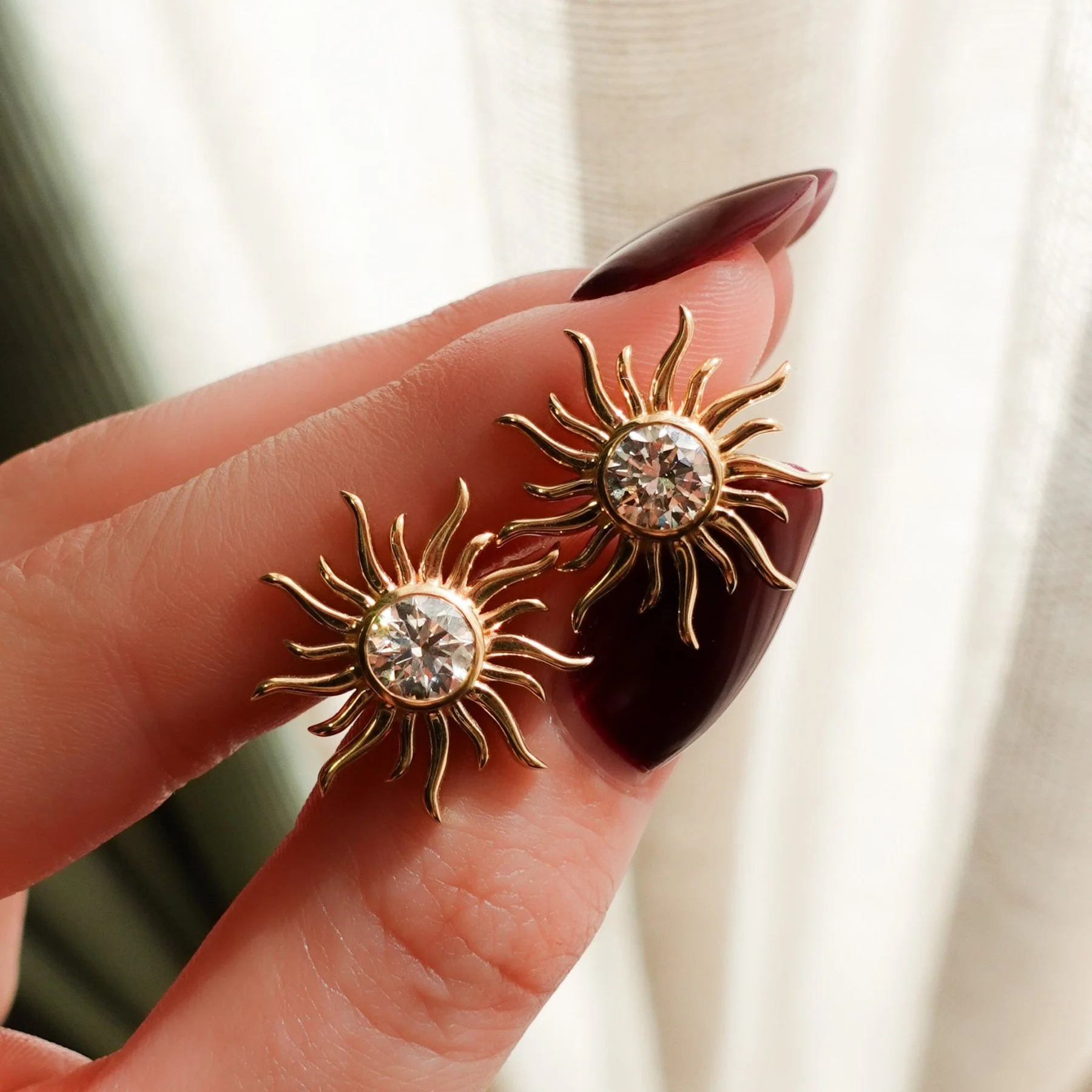 Sunlight Round Diamond Stud Earrings - Image 2