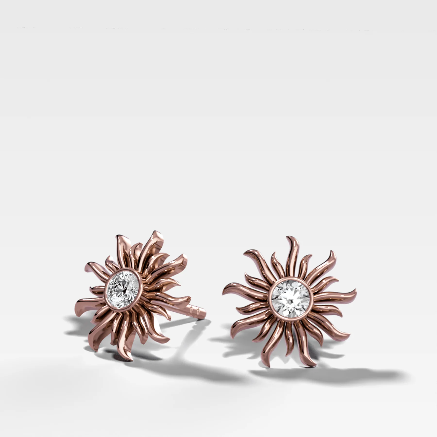 Sunlight Round Diamond Stud Earrings - Image 4