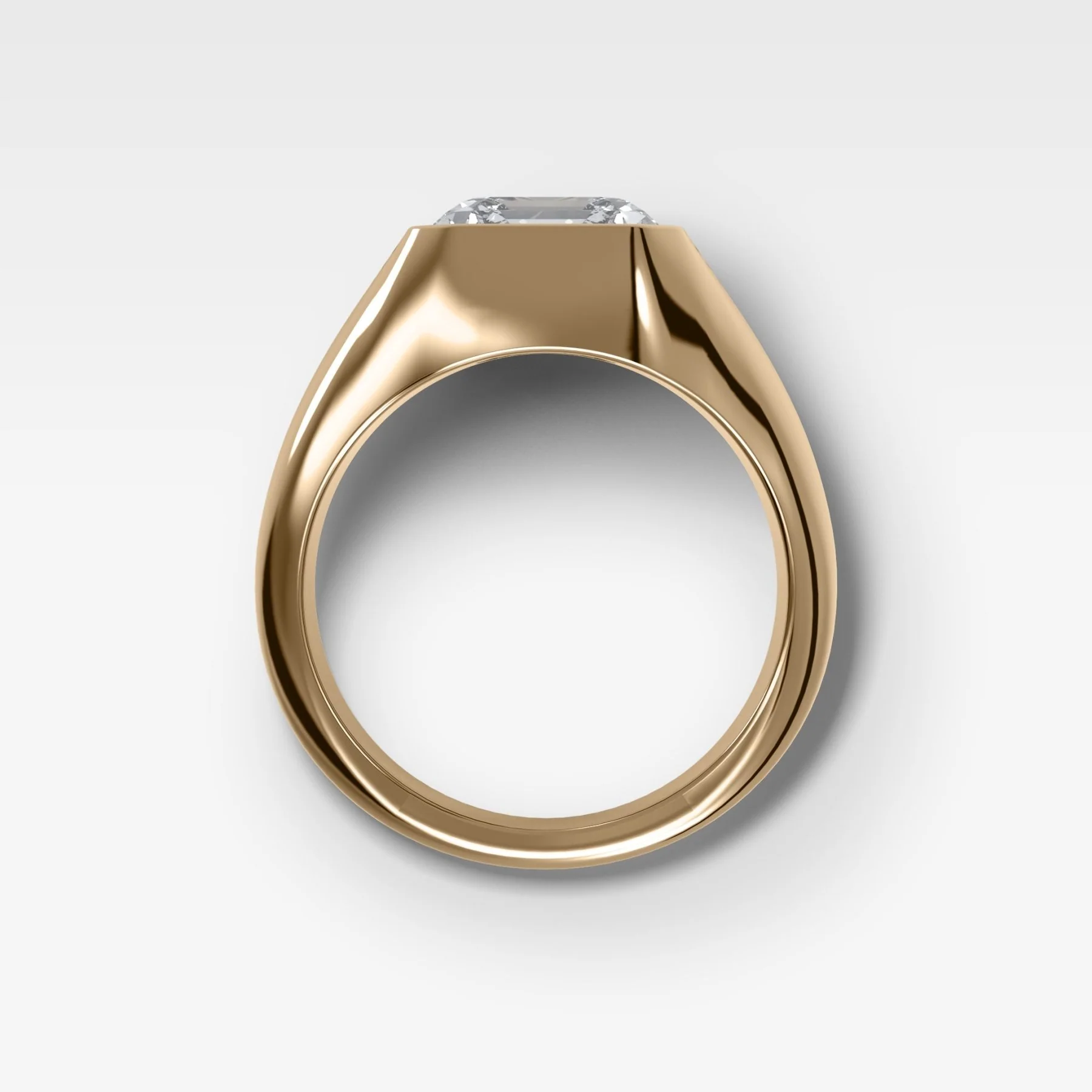 Tapered Bezel Signet Engagement Ring with Asscher Cut Diamond - Image 2
