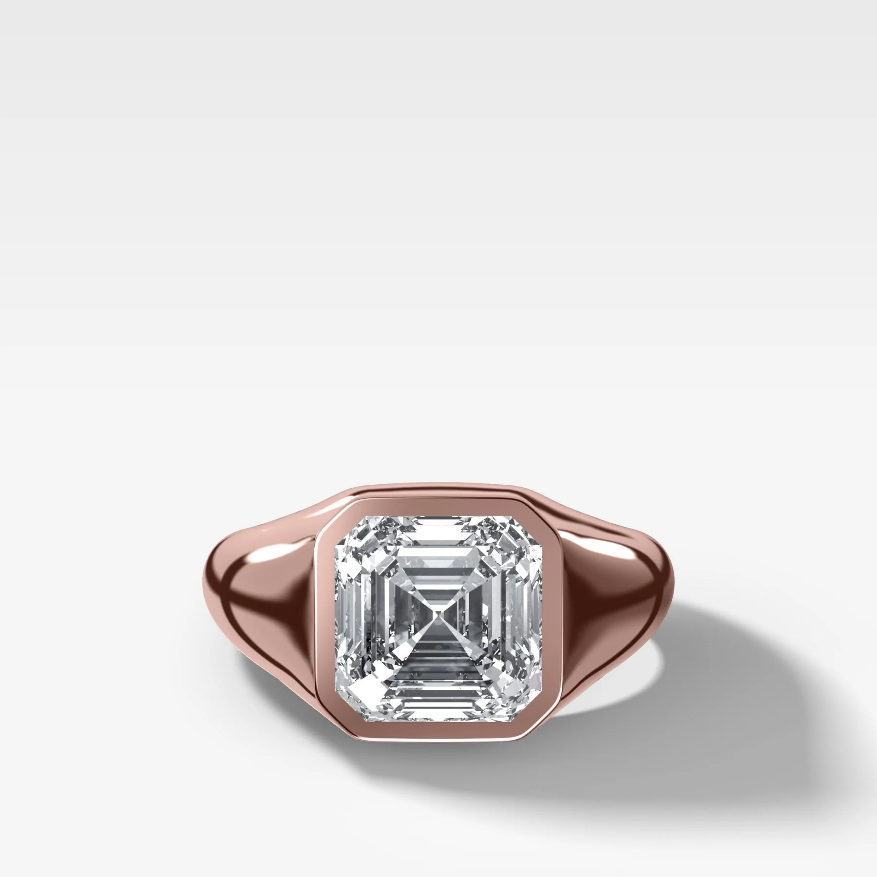 Tapered Bezel Signet Engagement Ring with Asscher Cut Diamond - Image 4