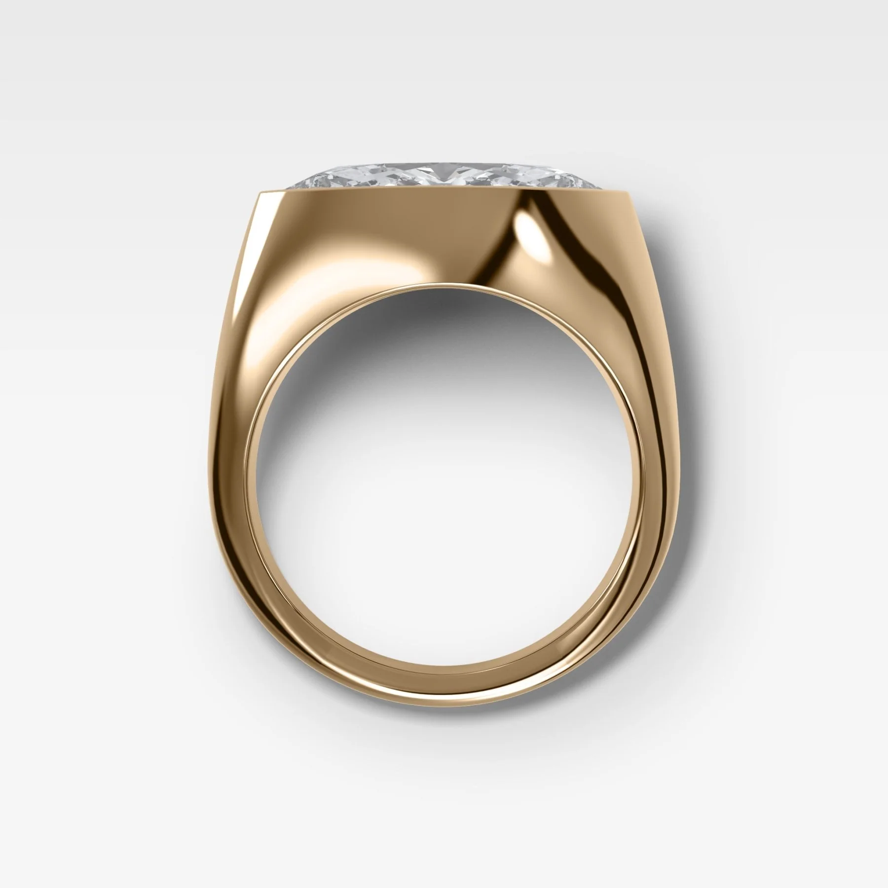 Tapered Bezel Signet Engagement Ring with Marquise Cut Diamond - Image 2
