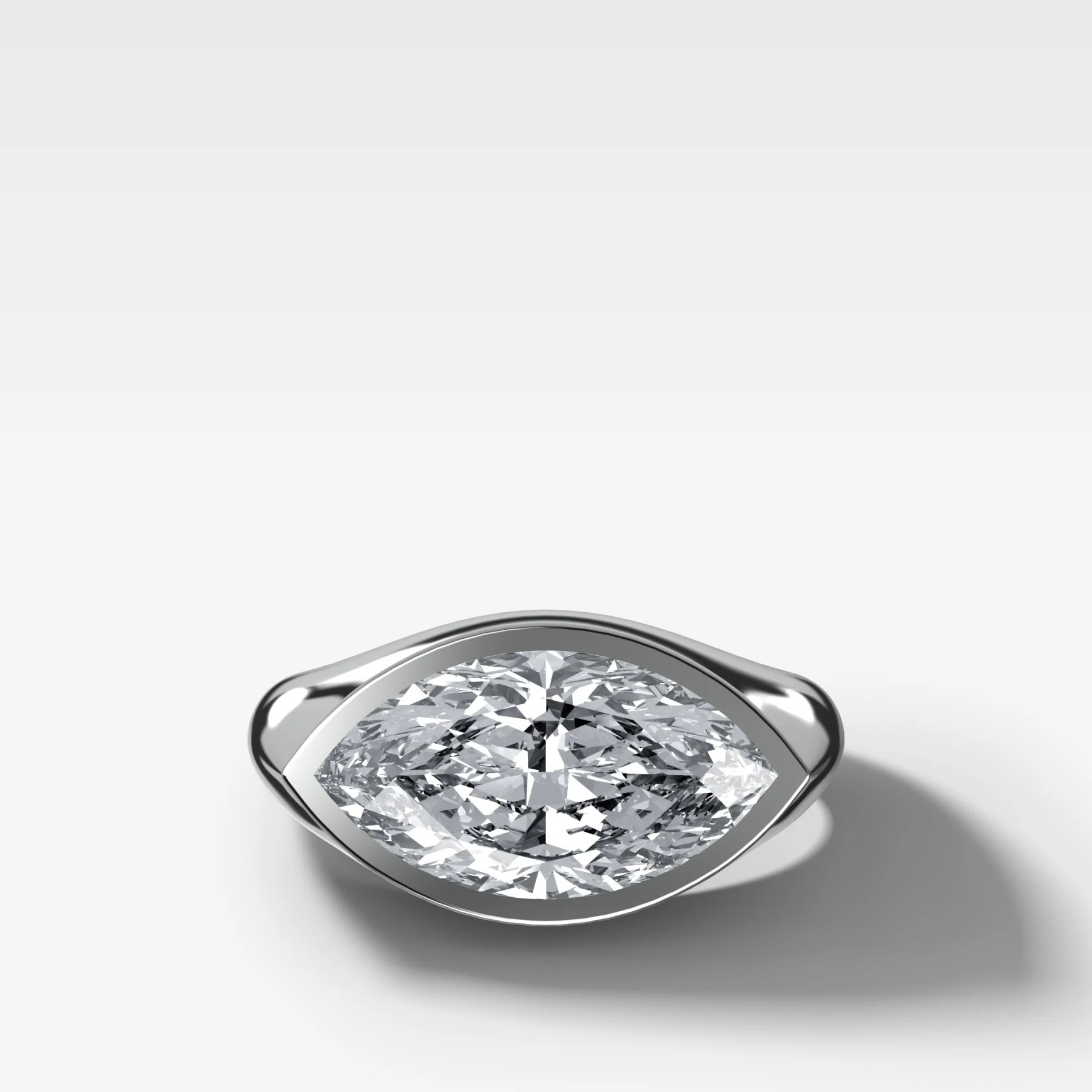 Tapered Bezel Signet Engagement Ring with Marquise Cut Diamond - Image 3