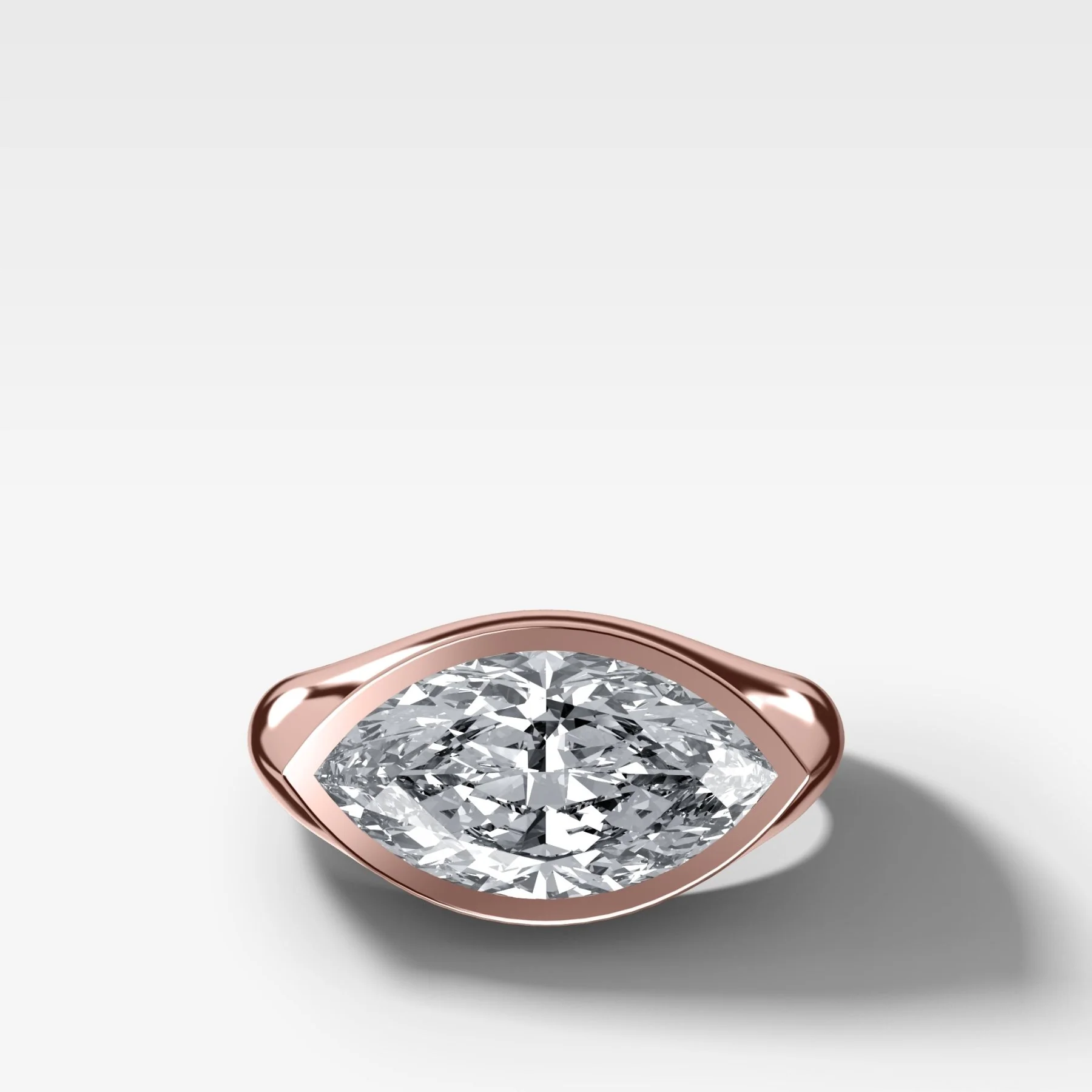 Tapered Bezel Signet Engagement Ring with Marquise Cut Diamond - Image 4