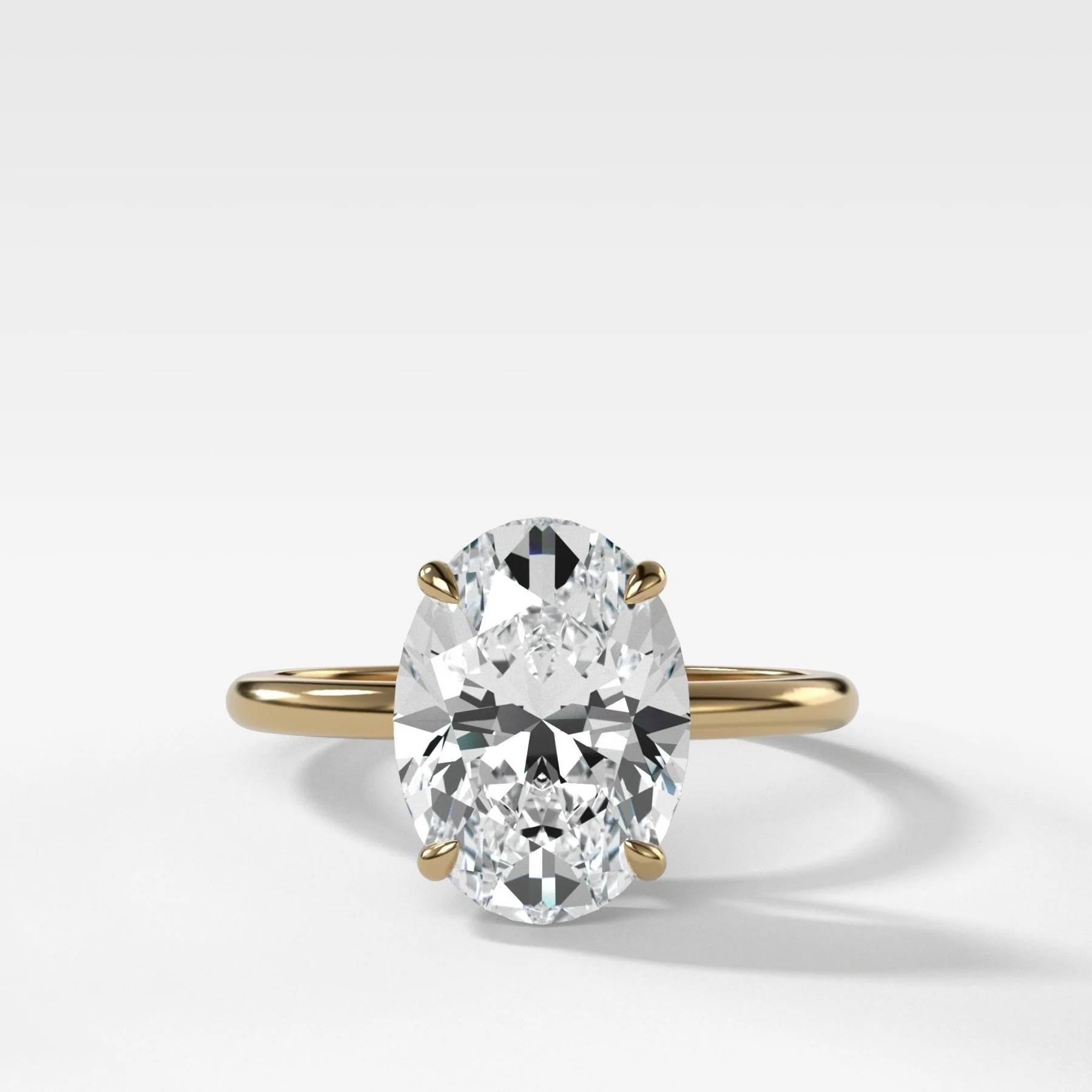 Thin + Simple Engagement Ring with 3.03ct Lab Grown Oval Cut Diamond