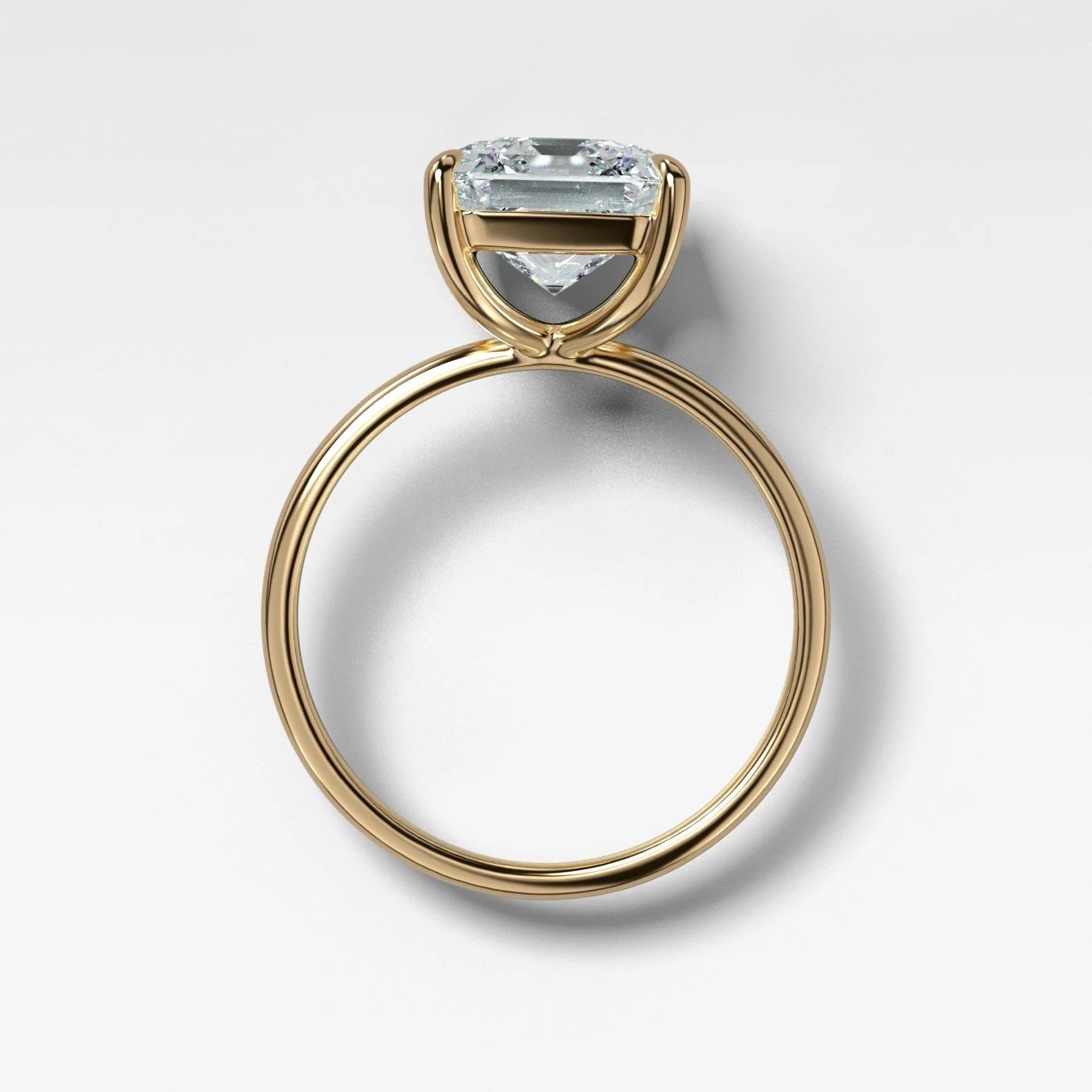 Thin + Simple Solitaire Engagement Ring With Asscher Cut Diamond - Image 2
