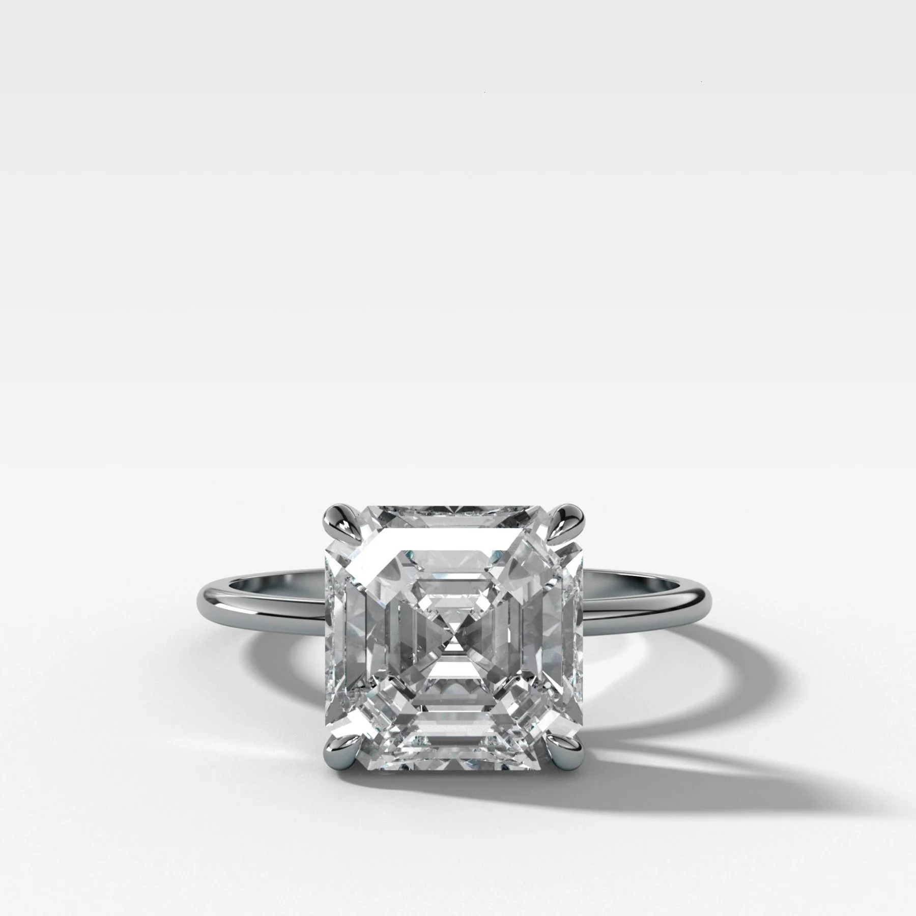 Thin + Simple Solitaire Engagement Ring With Asscher Cut Diamond - Image 4