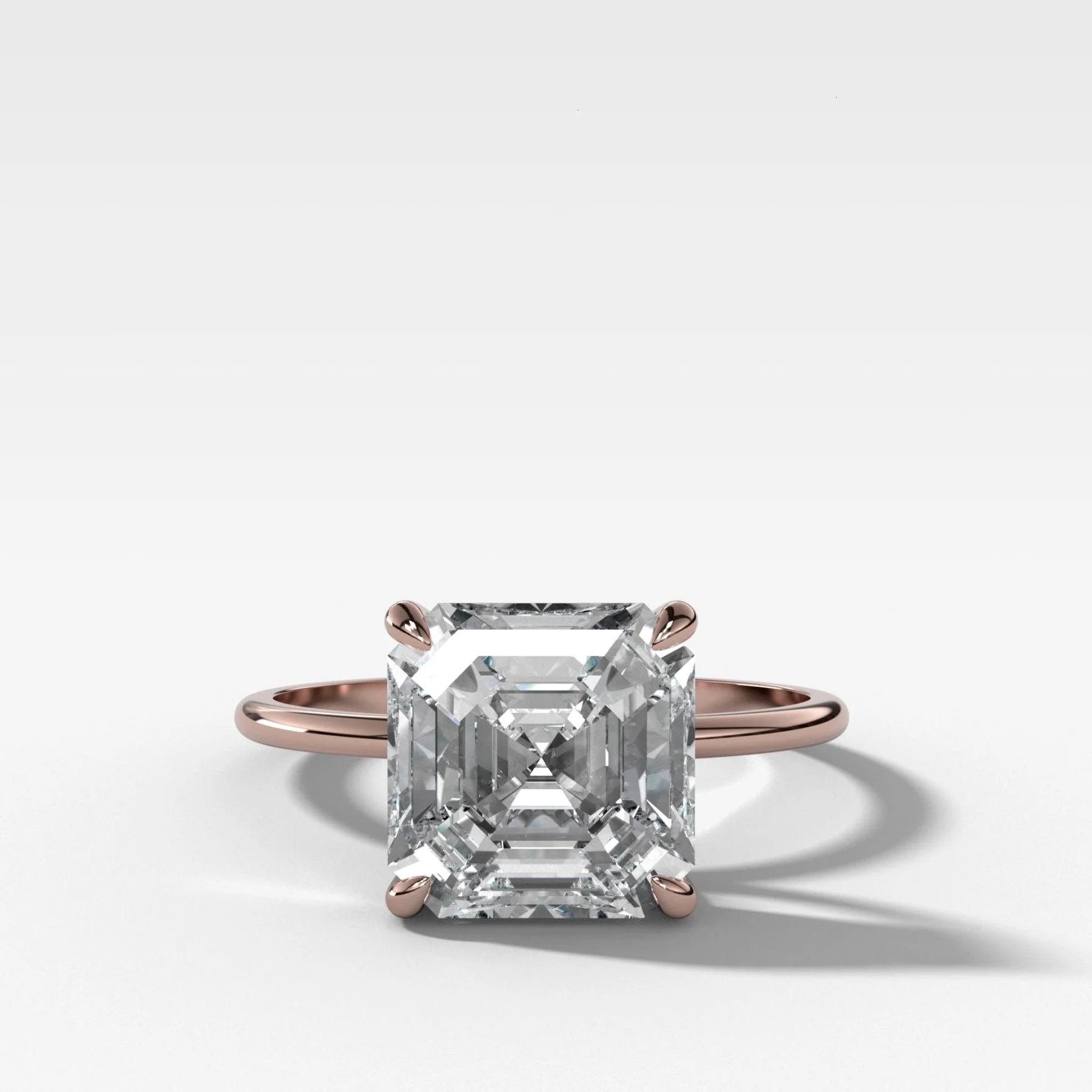 Thin + Simple Solitaire Engagement Ring With Asscher Cut Diamond - Image 5