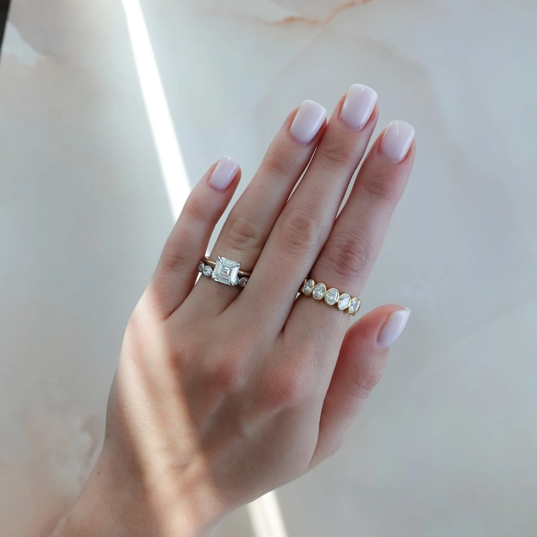 Thin + Simple Solitaire Engagement Ring With Asscher Cut Diamond - Image 6