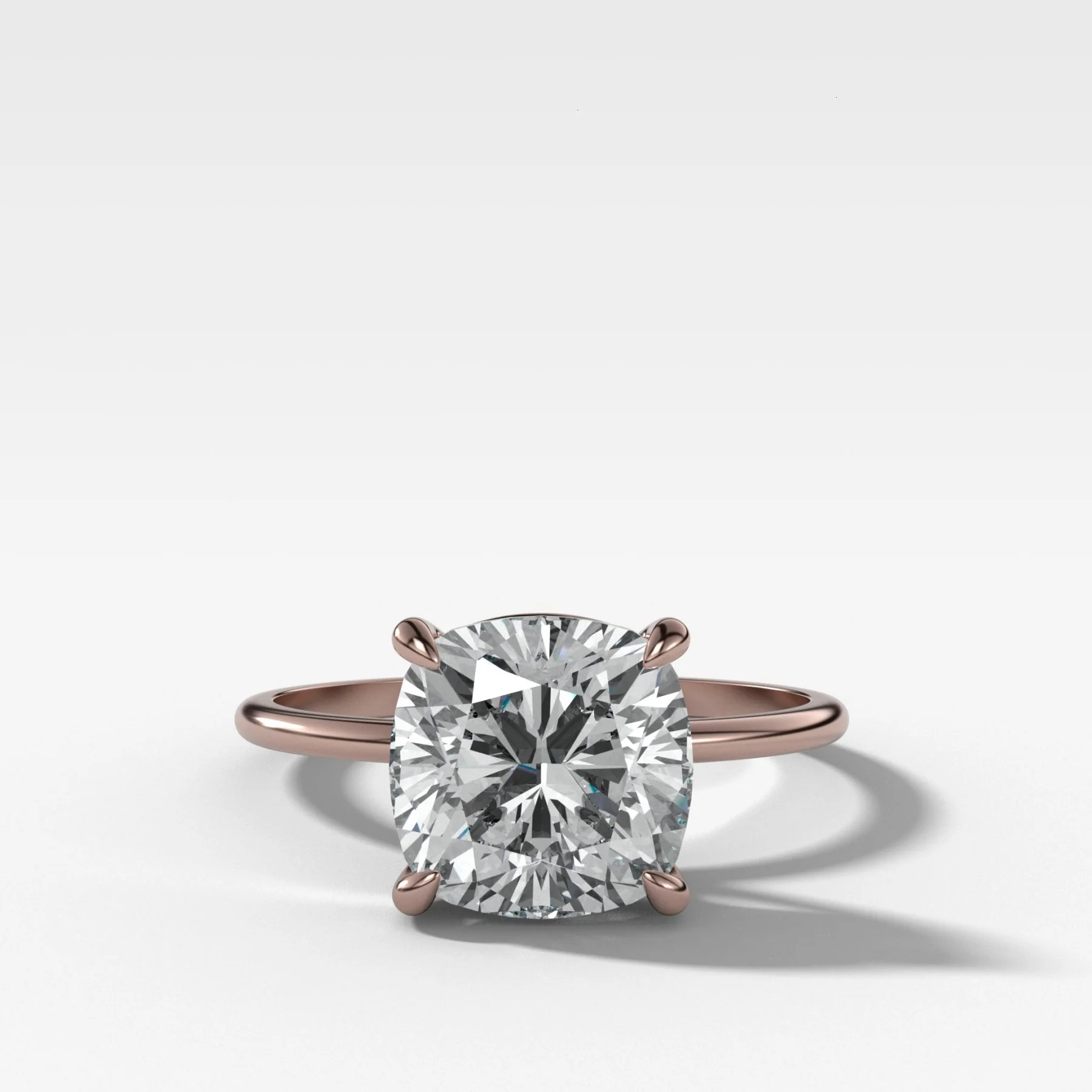 Thin + Simple Solitaire Engagement Ring With Cushion Cut Diamond - Image 5