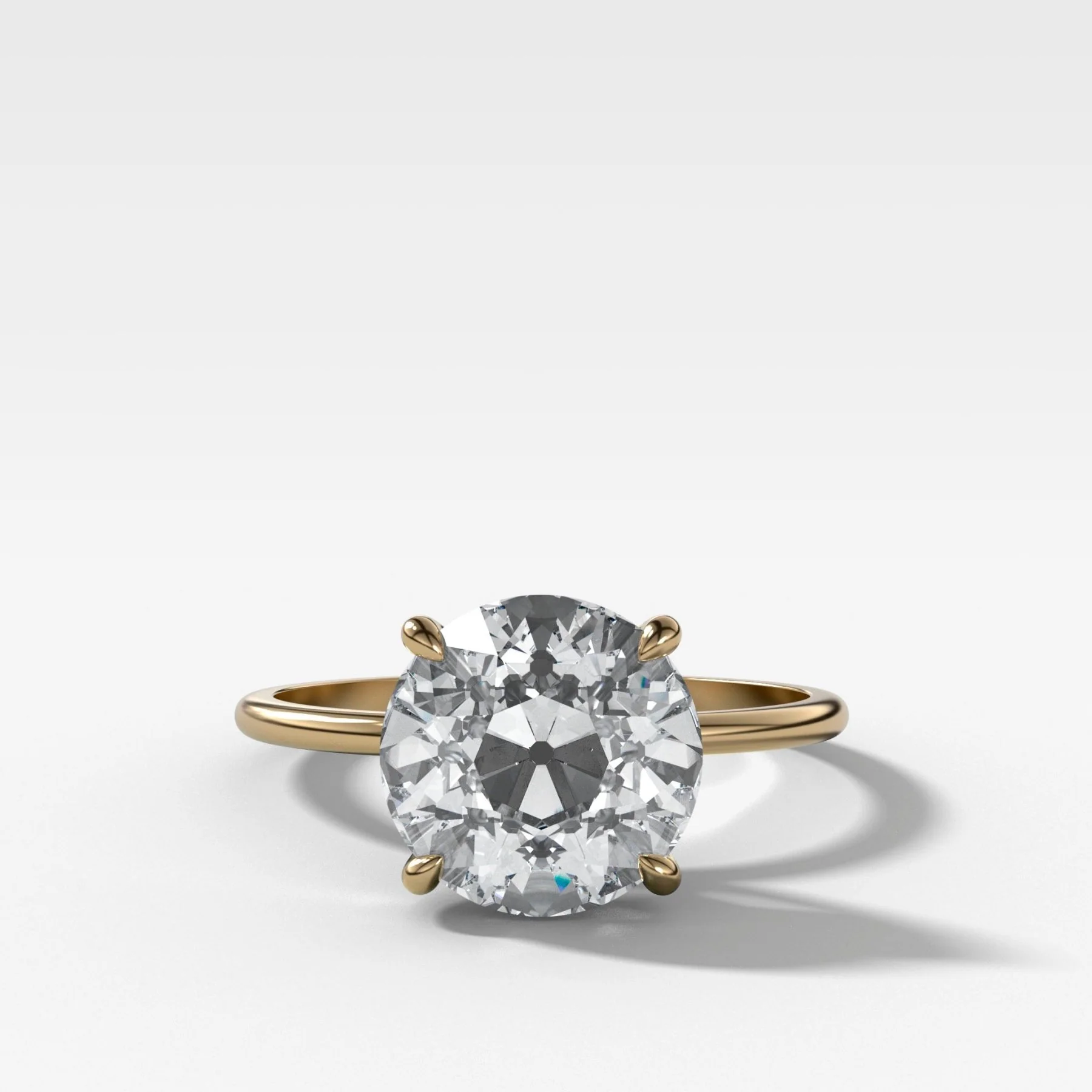 Thin + Simple Solitaire Engagement Ring With Old Euro Cut Diamond