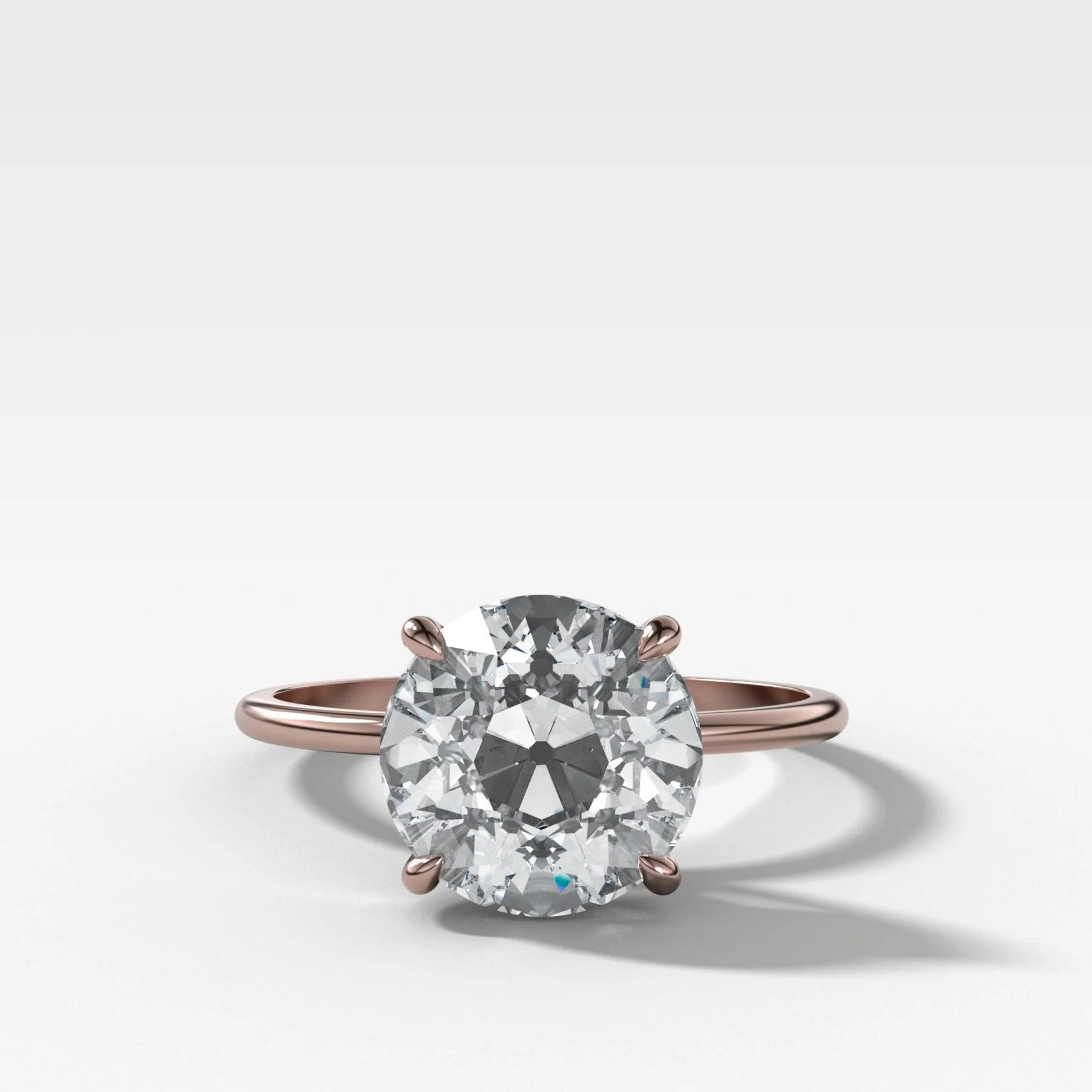 Thin + Simple Solitaire Engagement Ring With Old Euro Cut Diamond - Image 4