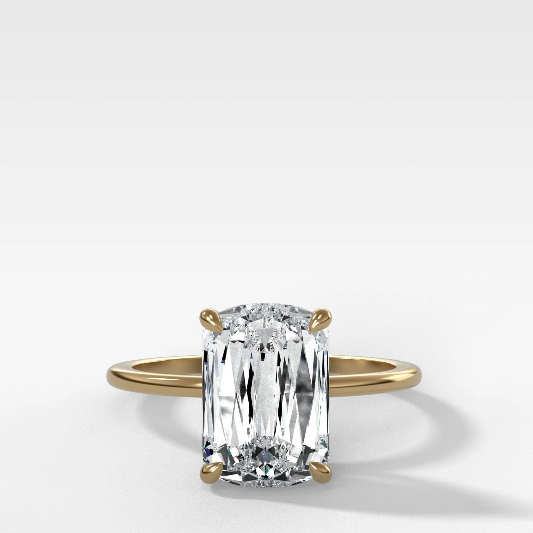 Thin + Simple Solitaire Engagement Ring With Crisscut® Cushion Cut Diamond