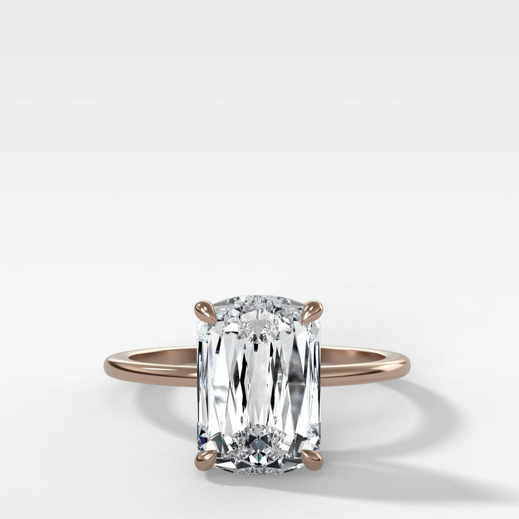 Thin + Simple Solitaire Engagement Ring With Crisscut® Cushion Cut Diamond - Image 3