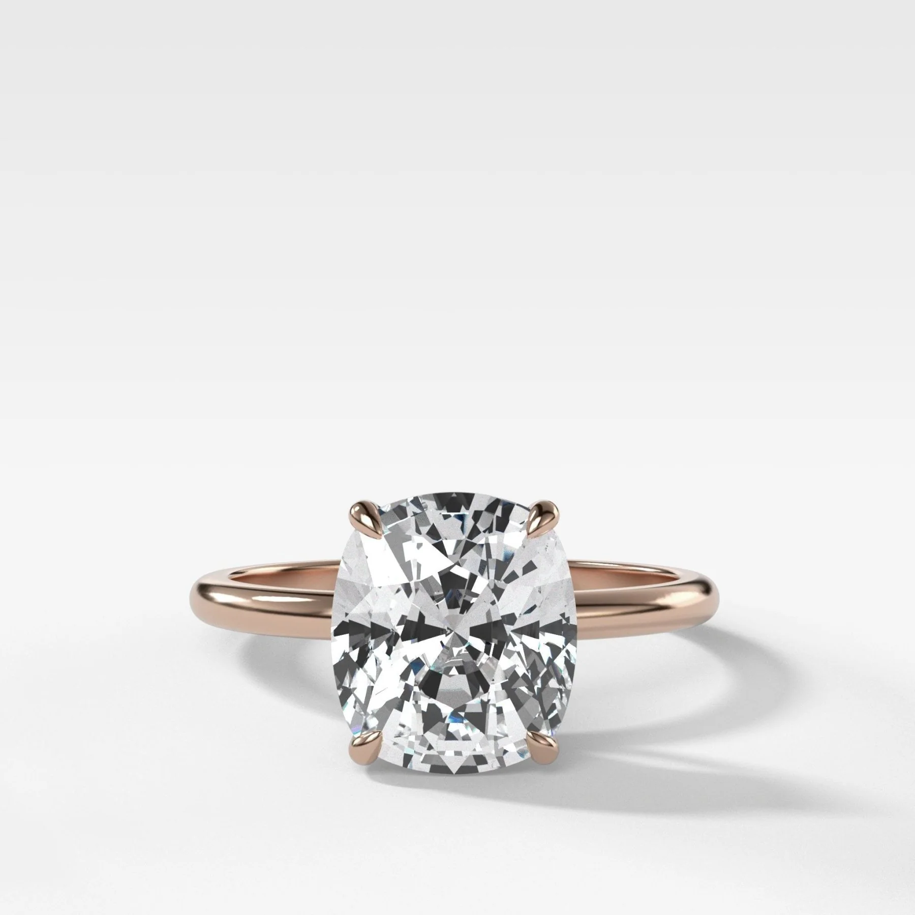 Thin + Simple Solitaire Engagement Ring With Elongated Cushion Cut Diamond - Image 5
