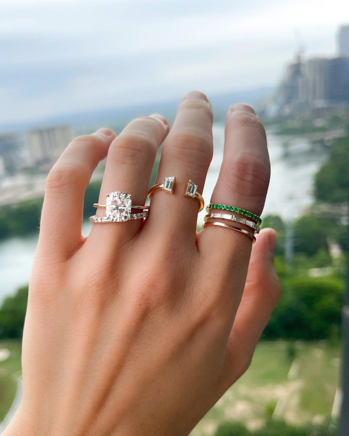 Thin + Simple Solitaire Engagement Ring With Elongated Cushion Cut Diamond - Image 8