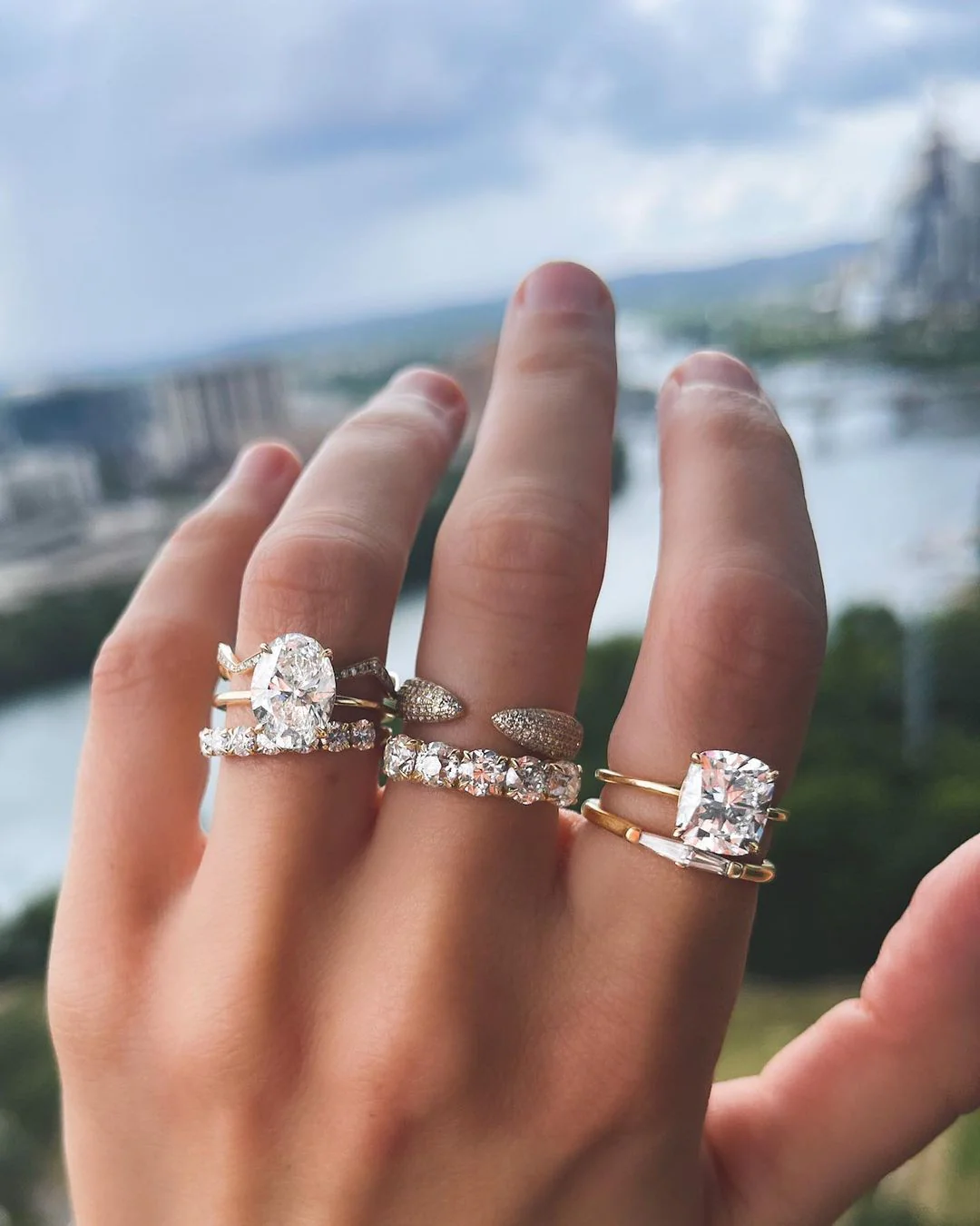 Thin + Simple Solitaire Engagement Ring With Elongated Cushion Cut Diamond - Image 9