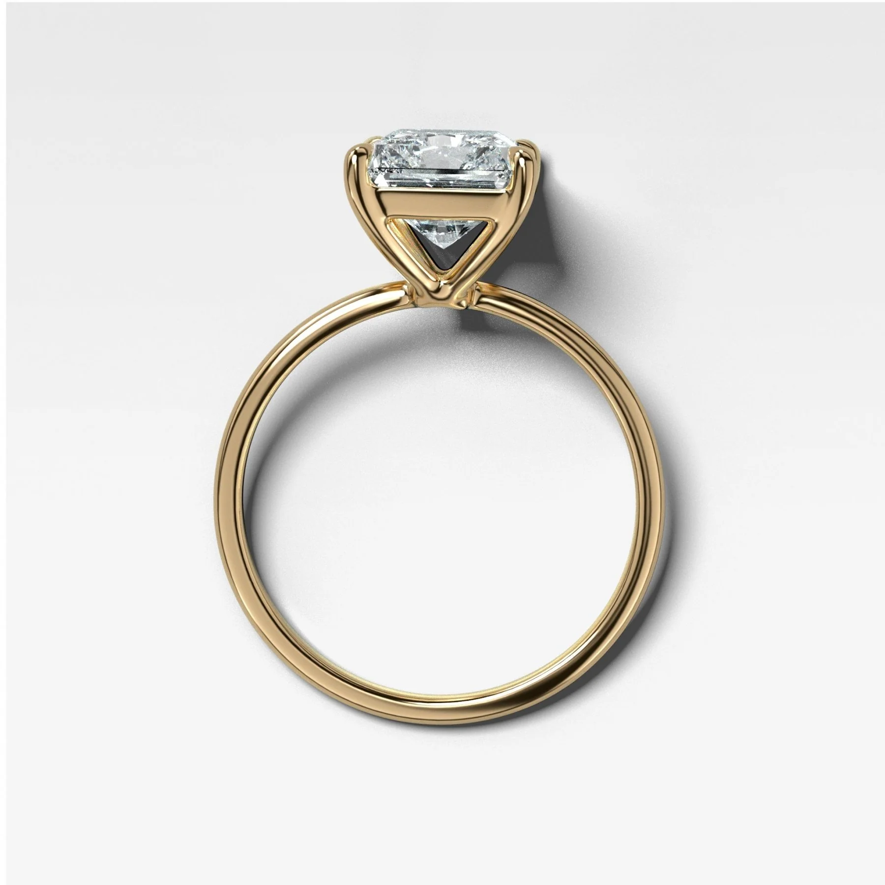 Thin + Simple Solitaire Engagement Ring With Elongated Radiant Cut Diamond - Image 2