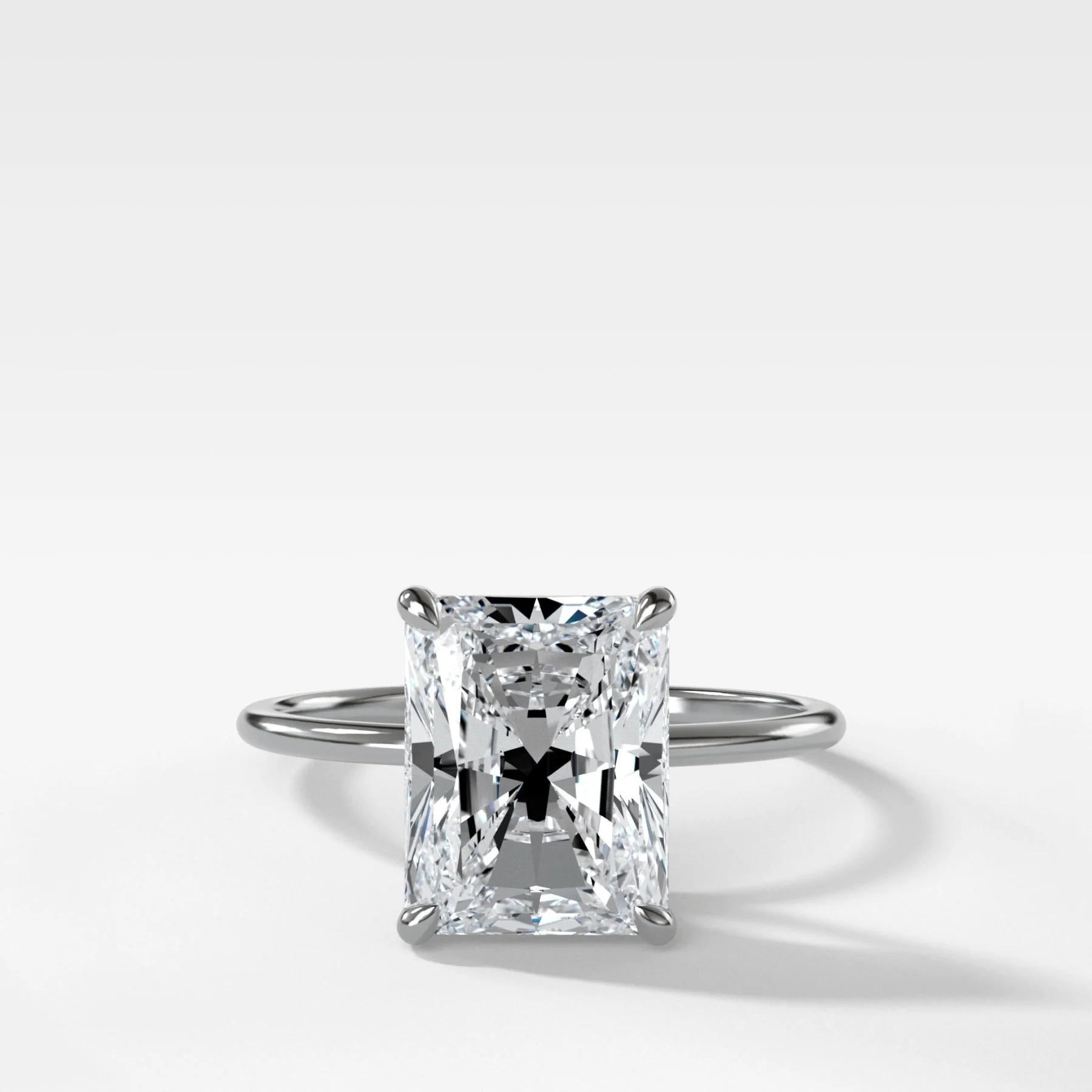 Thin + Simple Solitaire Engagement Ring With Elongated Radiant Cut Diamond - Image 4