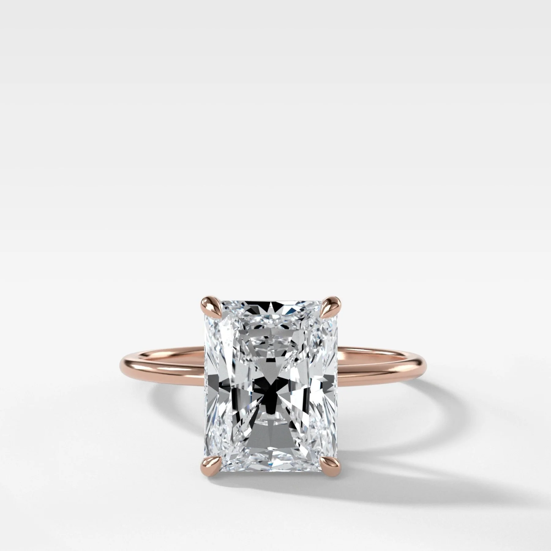 Thin + Simple Solitaire Engagement Ring With Elongated Radiant Cut Diamond - Image 5