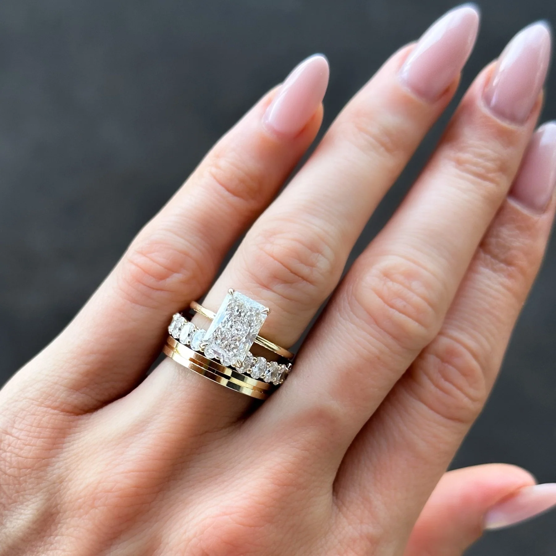 Thin + Simple Solitaire Engagement Ring With Elongated Radiant Cut Diamond - Image 7