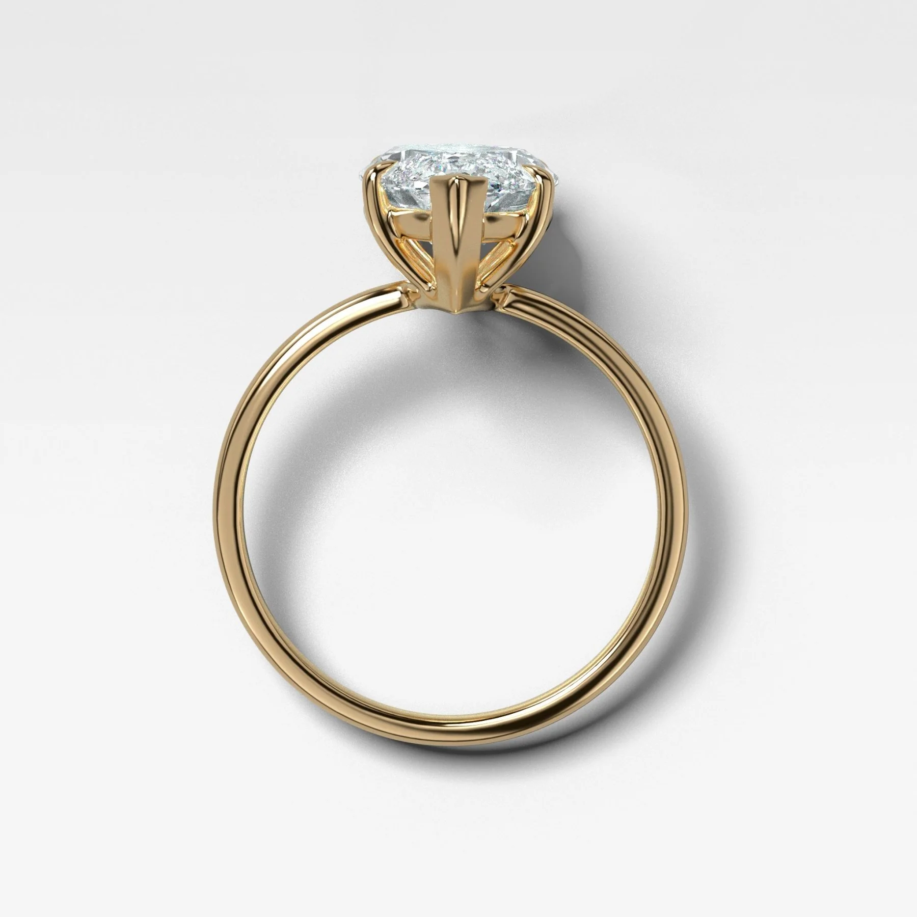 Thin + Simple Solitaire Engagement Ring With Marquise Cut Diamond - Image 2