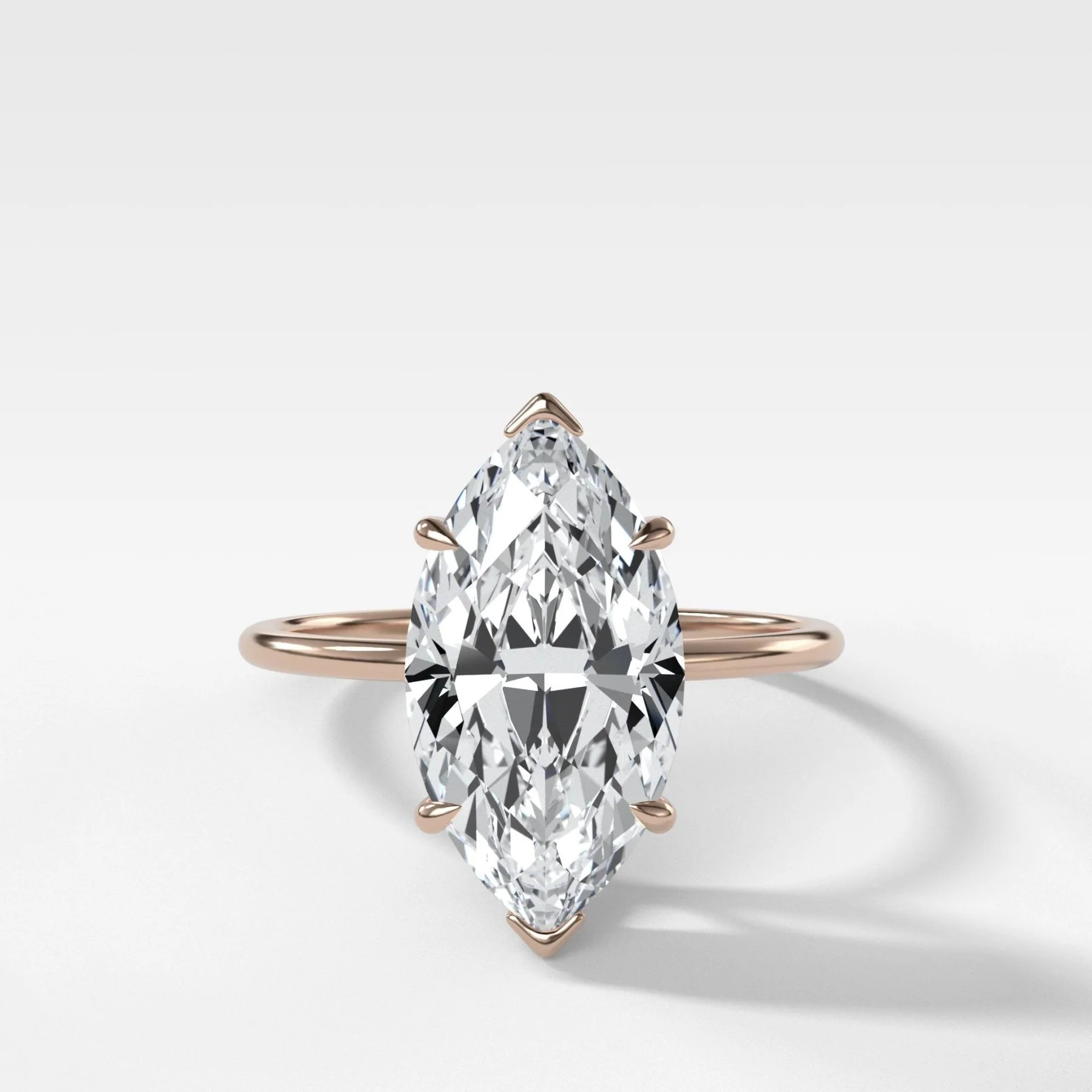 Thin + Simple Solitaire Engagement Ring With Marquise Cut Diamond - Image 5