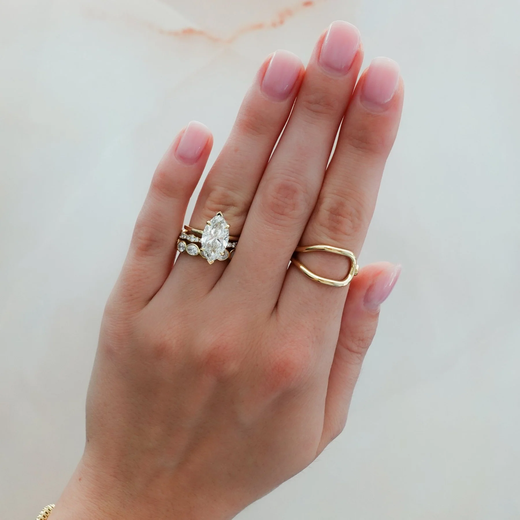 Thin + Simple Solitaire Engagement Ring With Marquise Cut Diamond - Image 6