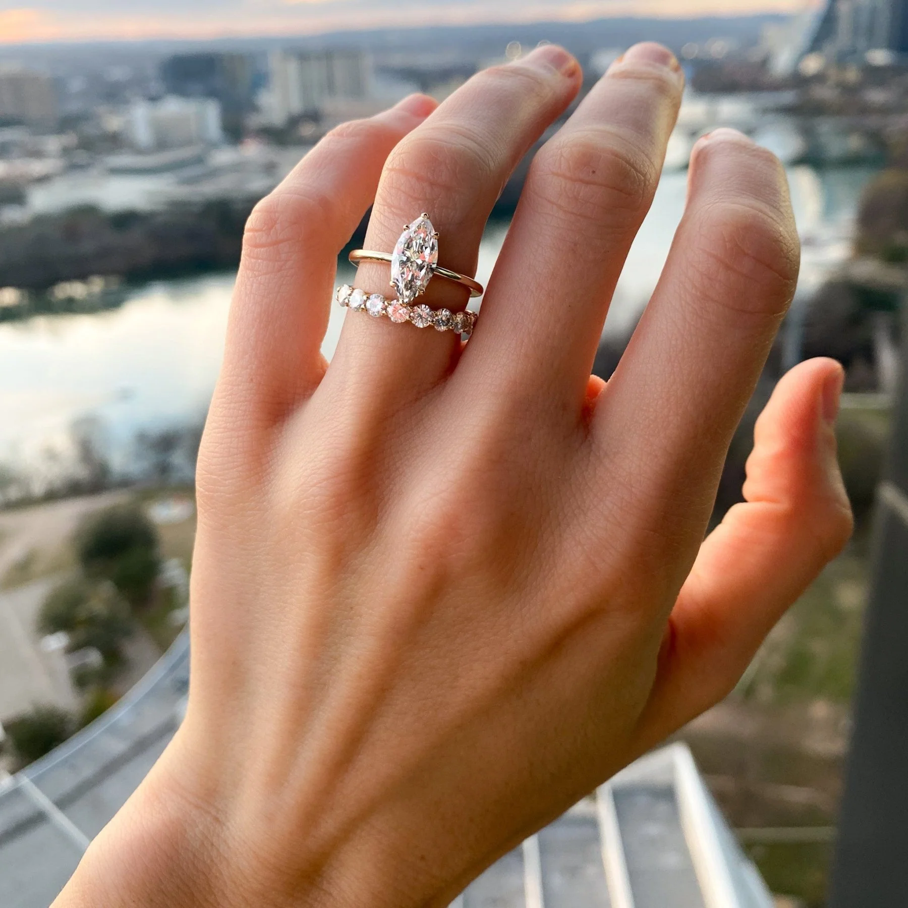 Thin + Simple Solitaire Engagement Ring With Marquise Cut Diamond - Image 7