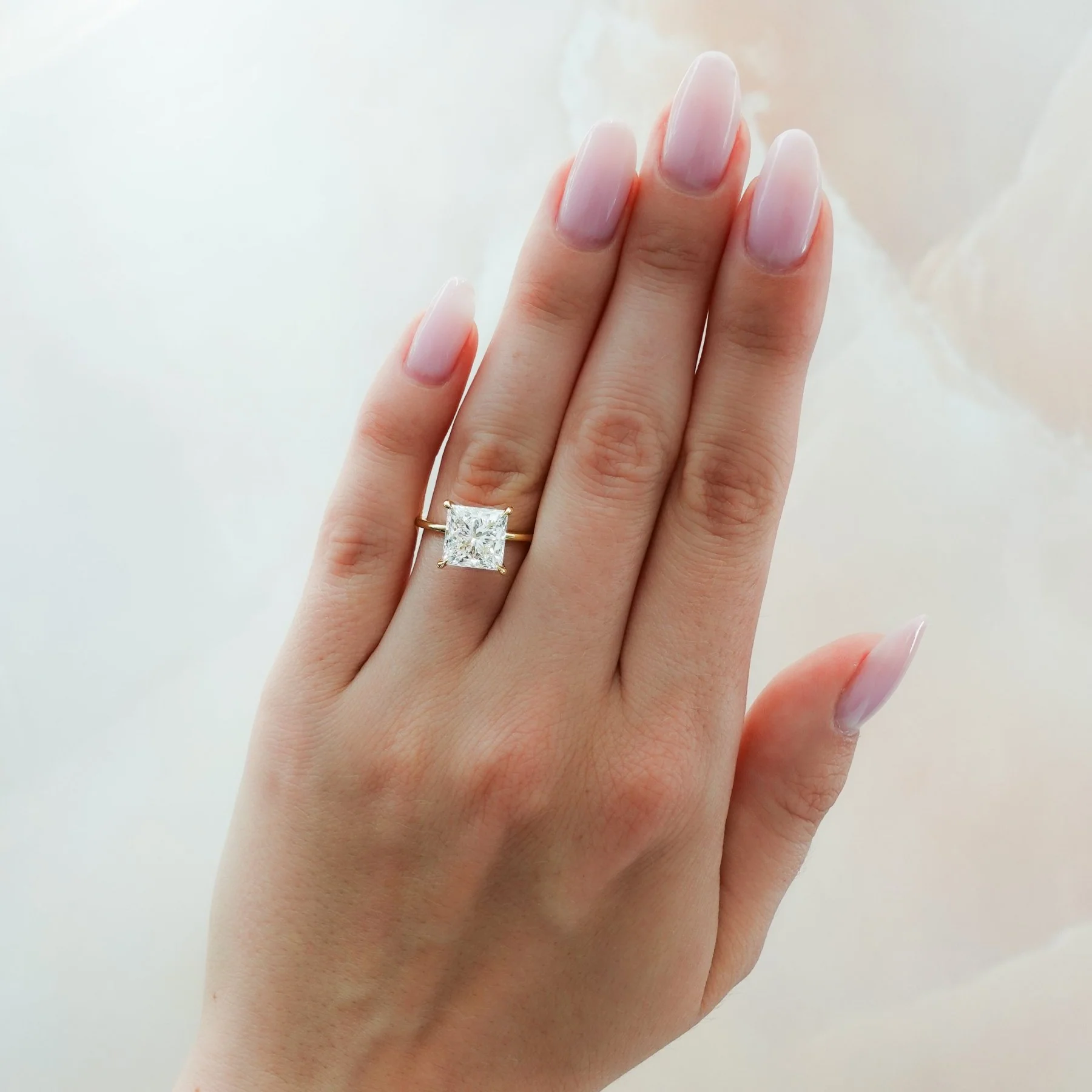Thin + Simple Solitaire Engagement Ring With Princess Cut Diamond - Image 3