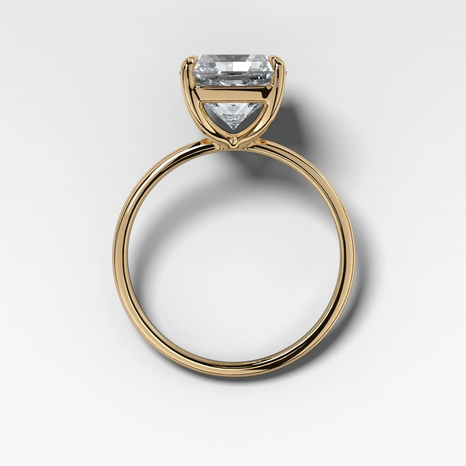 Thin + Simple Solitaire Engagement Ring With Radiant Cut Diamond - Image 2