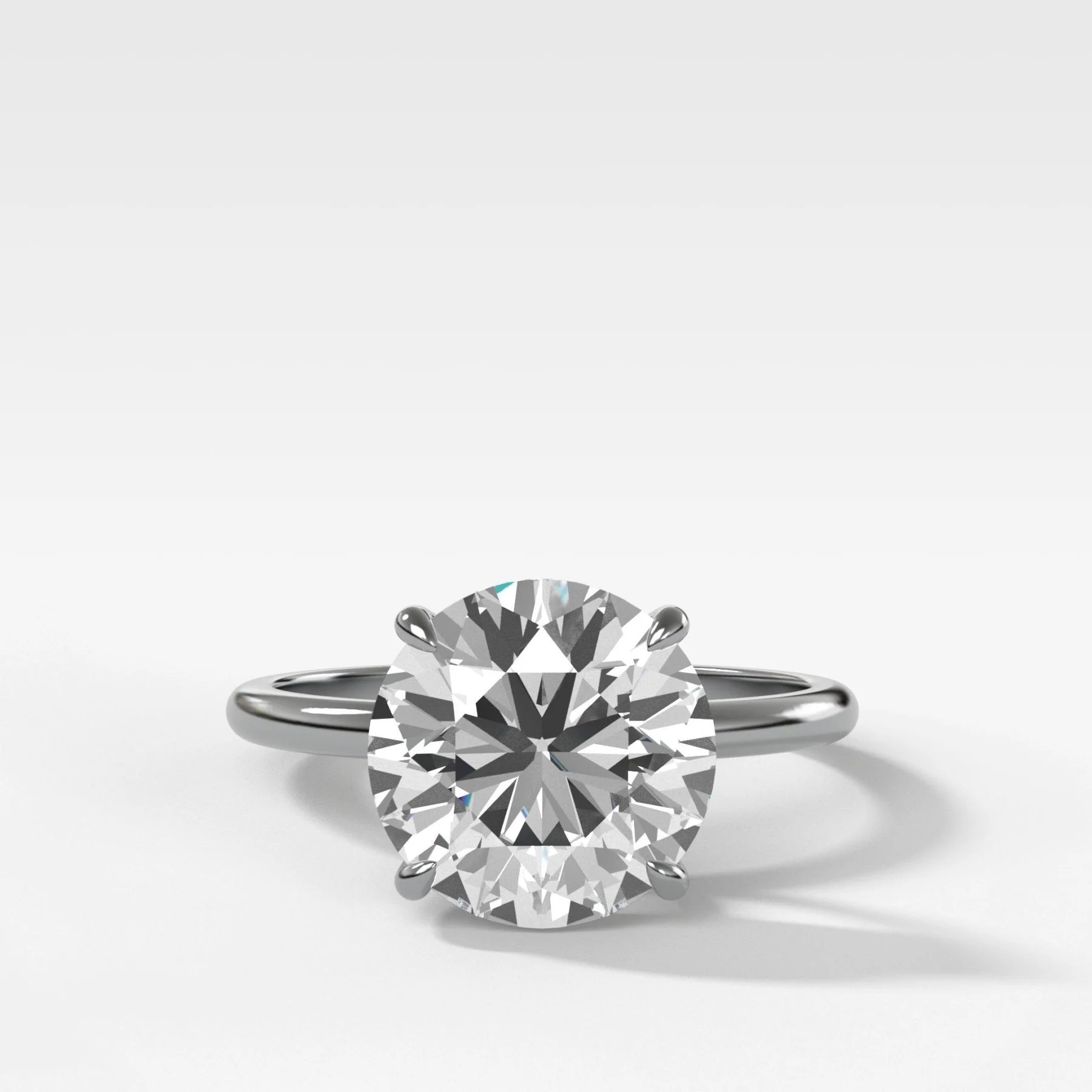 Thin + Simple Solitaire Engagement Ring With Round Brilliant Cut Diamond - Image 3
