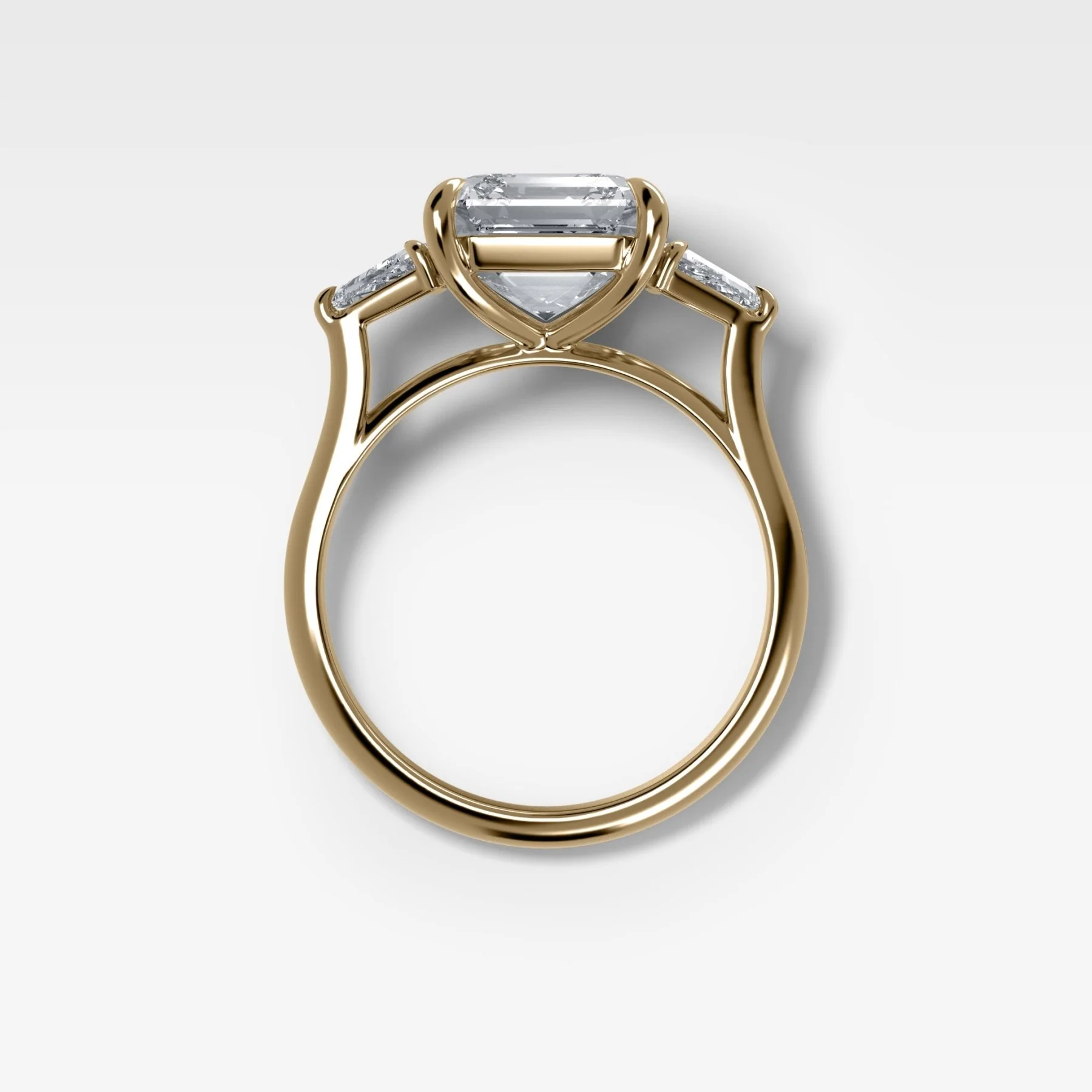 Three Stone Engagement Ring With Kite Side Stones and Asscher Cut Diamond - Image 2