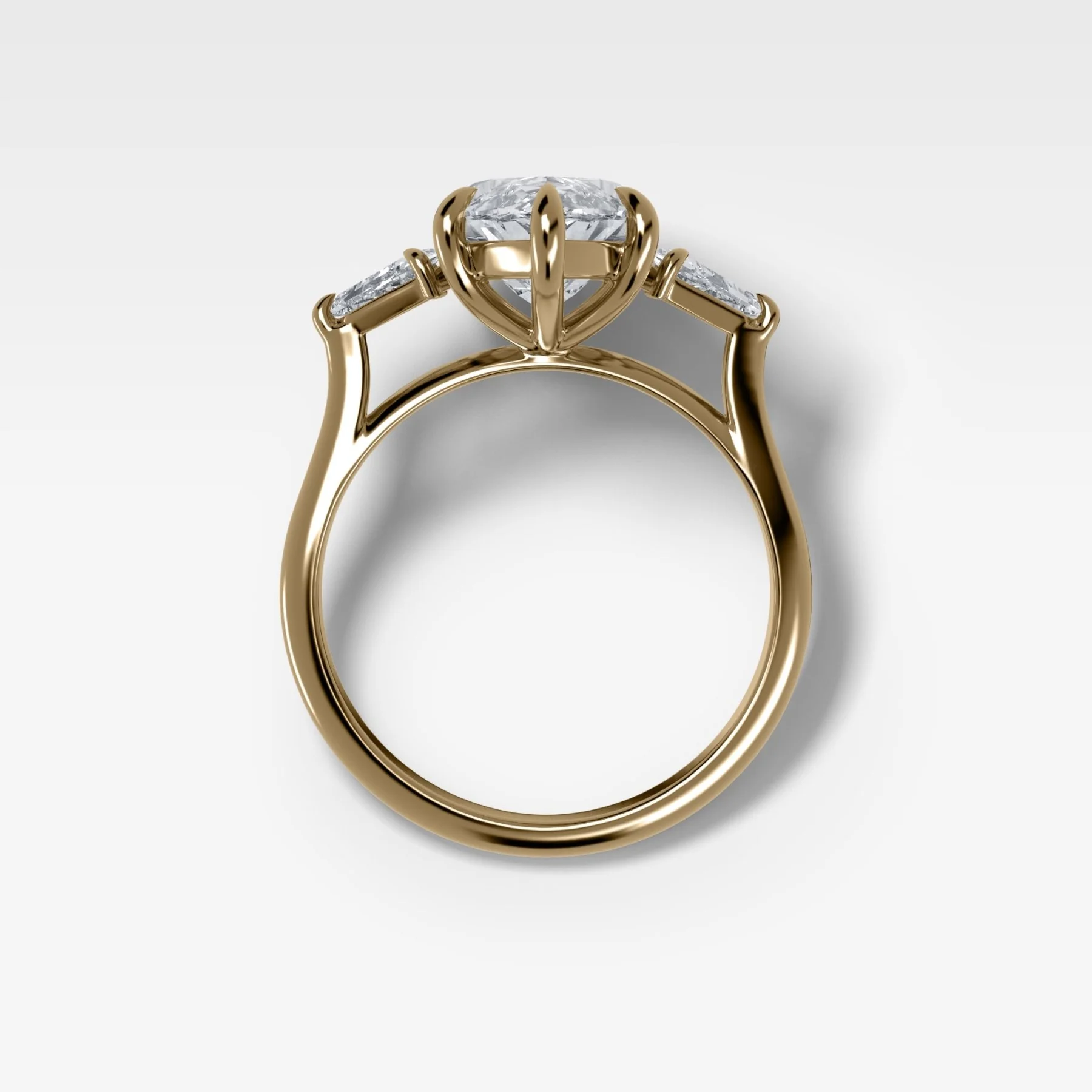 Three Stone Engagement Ring With Kite Side Stones and Marquise Cut Diamond - Image 2
