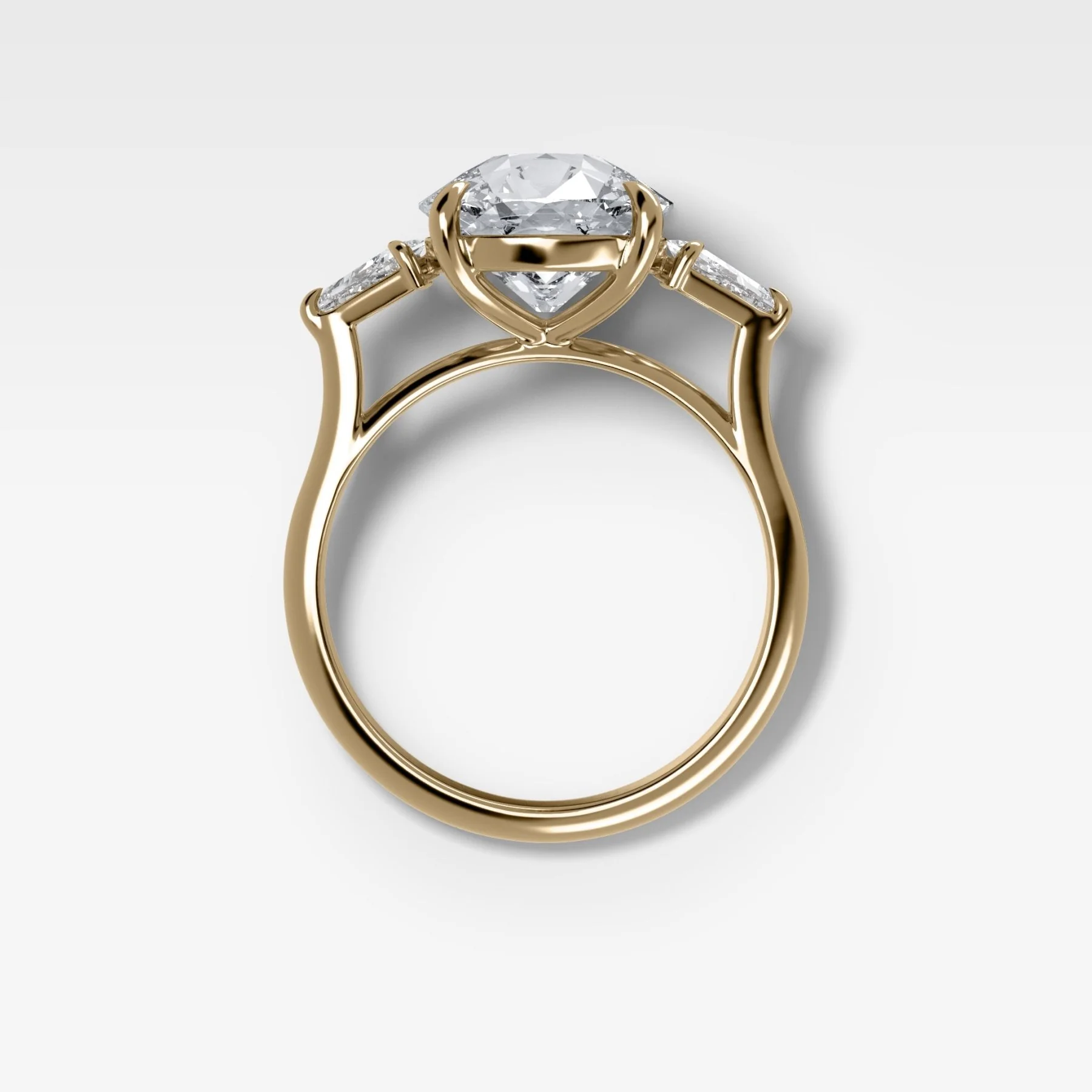 Three Stone Engagement Ring With Kite Side Stones and Old Euro Cut Diamond - Image 2