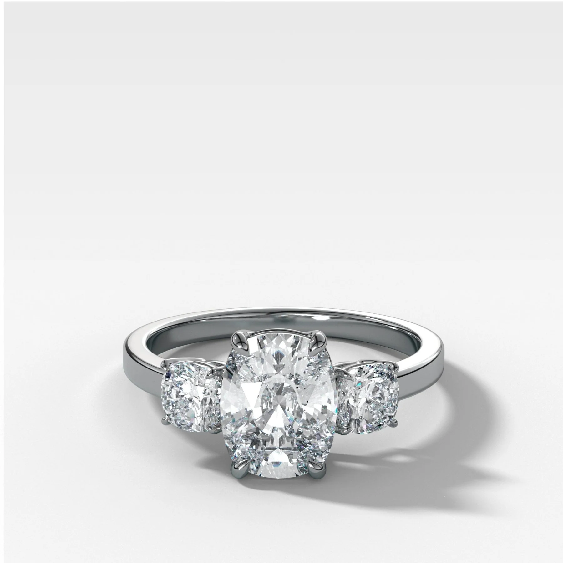 Three Stone Engagement Ring With Mixed Cushion Cut Diamonds - Image 3