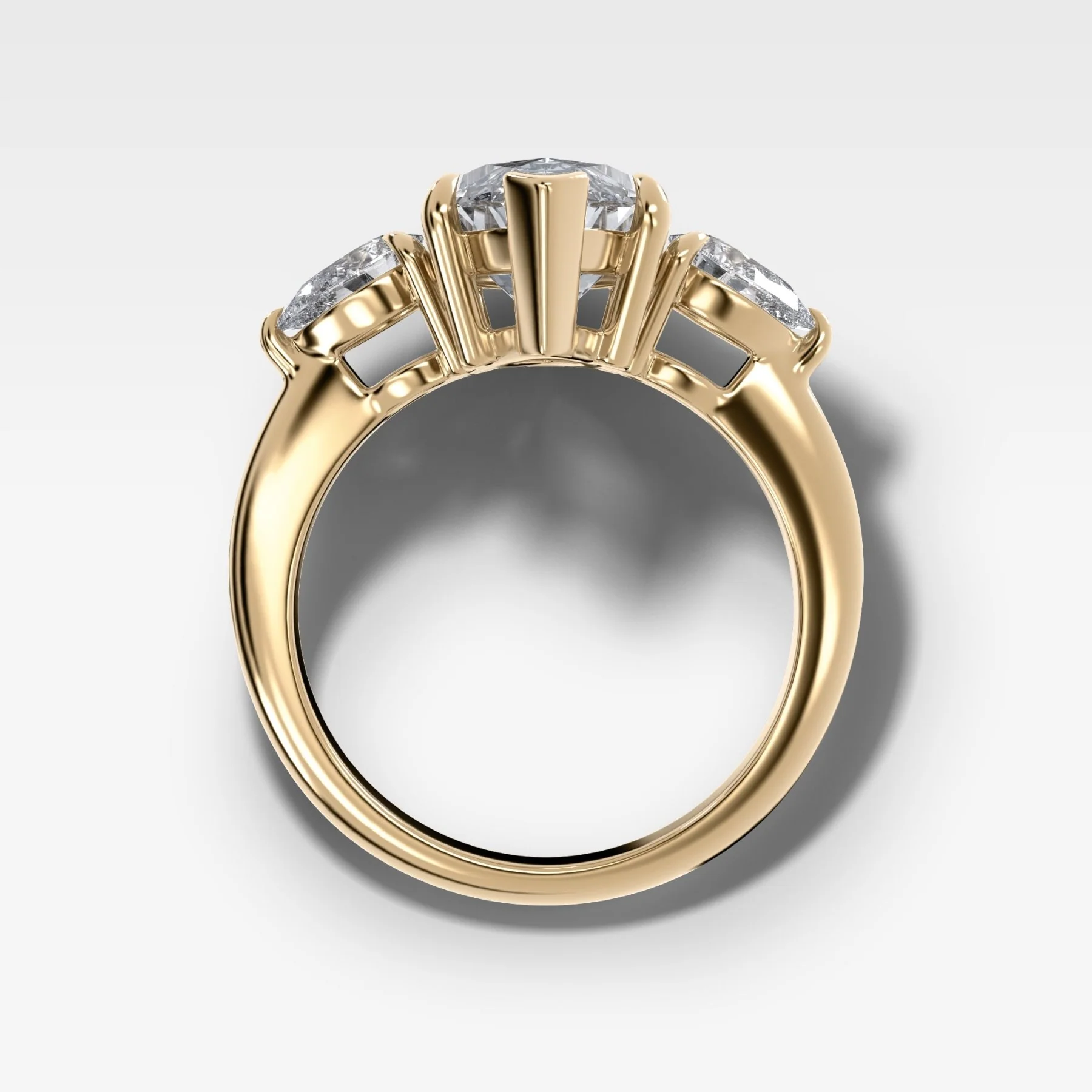 Three Stone Engagement Ring With Pear Side Stones and Marquise Cut Diamond - Image 2