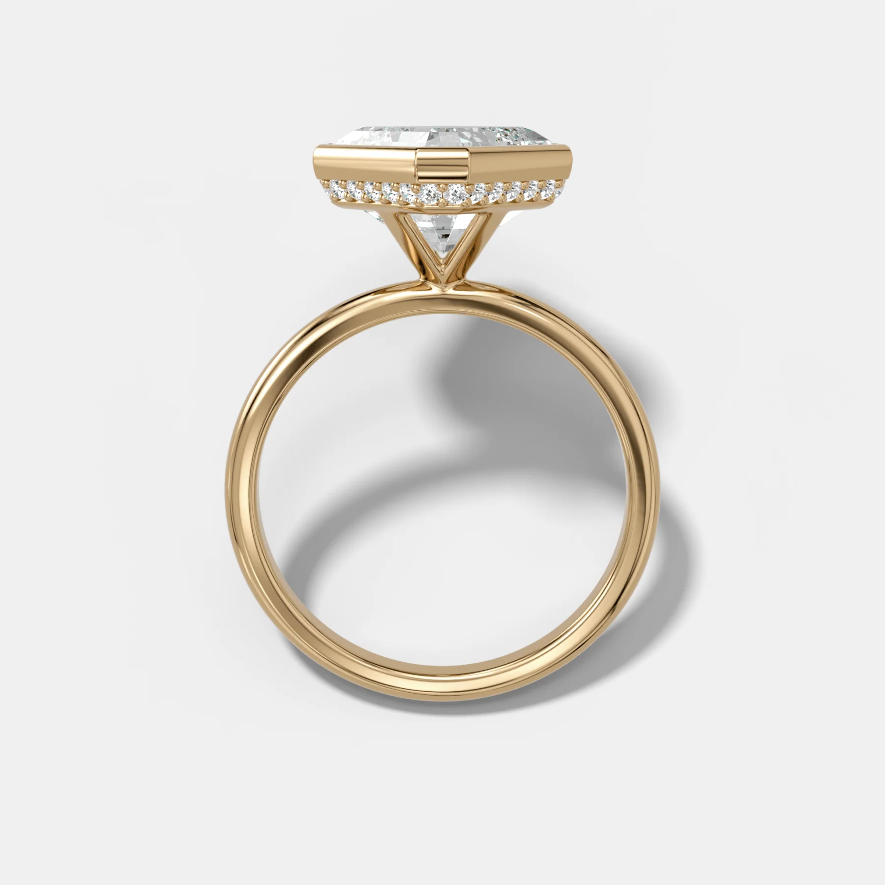 Penumbra Bezel Hidden Halo Engagement Ring with Tilted Asscher Cut - Image 2