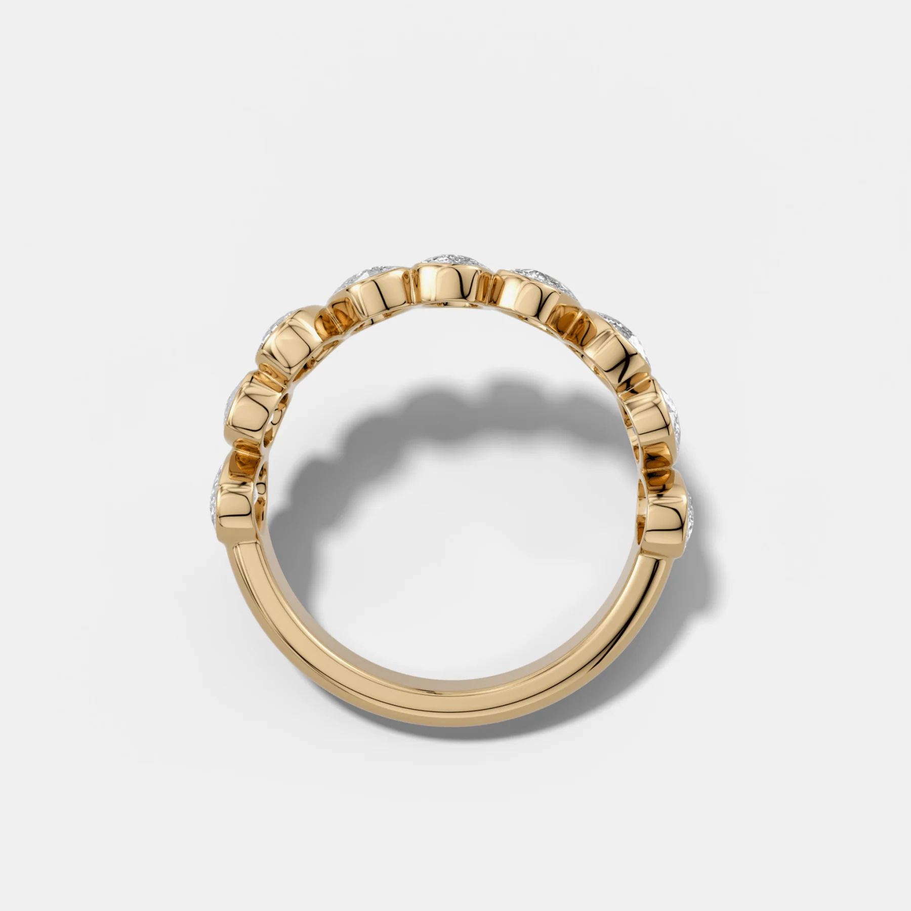 Tilted Bezel Set Wedding Band with Cushion Cuts - Image 2