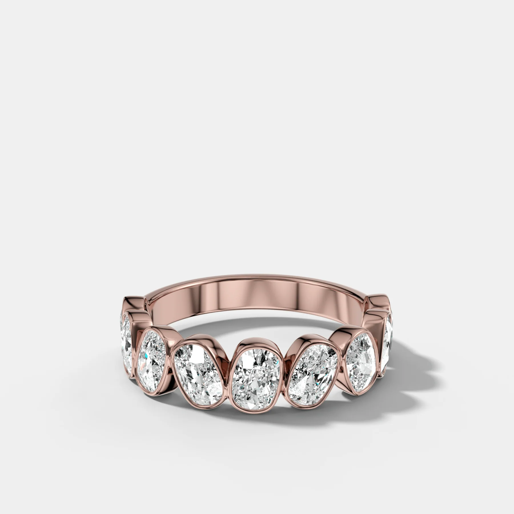 Tilted Bezel Set Wedding Band with Cushion Cuts - Image 4