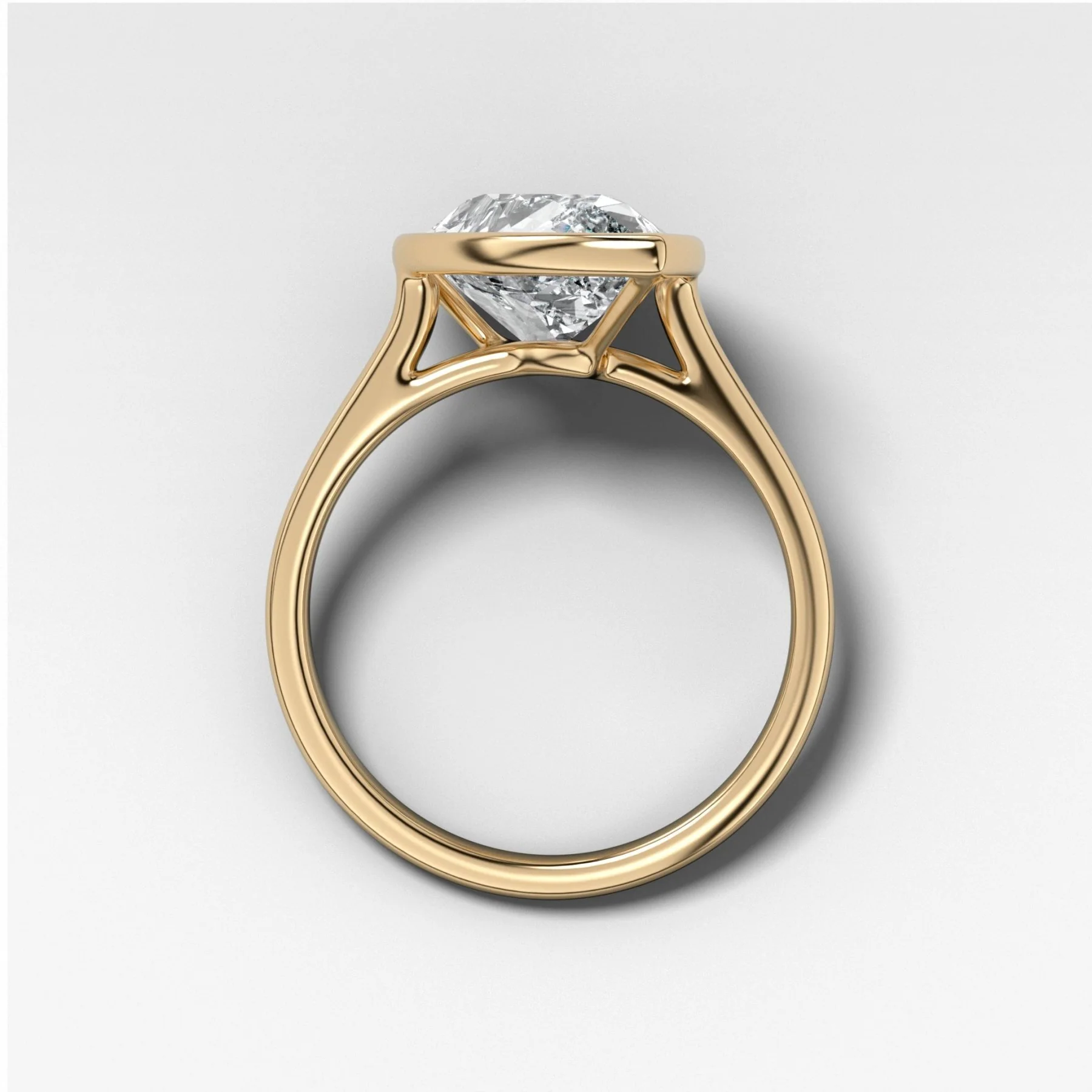 Tilted Penumbra Bezel Set Engagement Ring with 4.43ct Lab Grown Pear Cut Diamond - Image 2