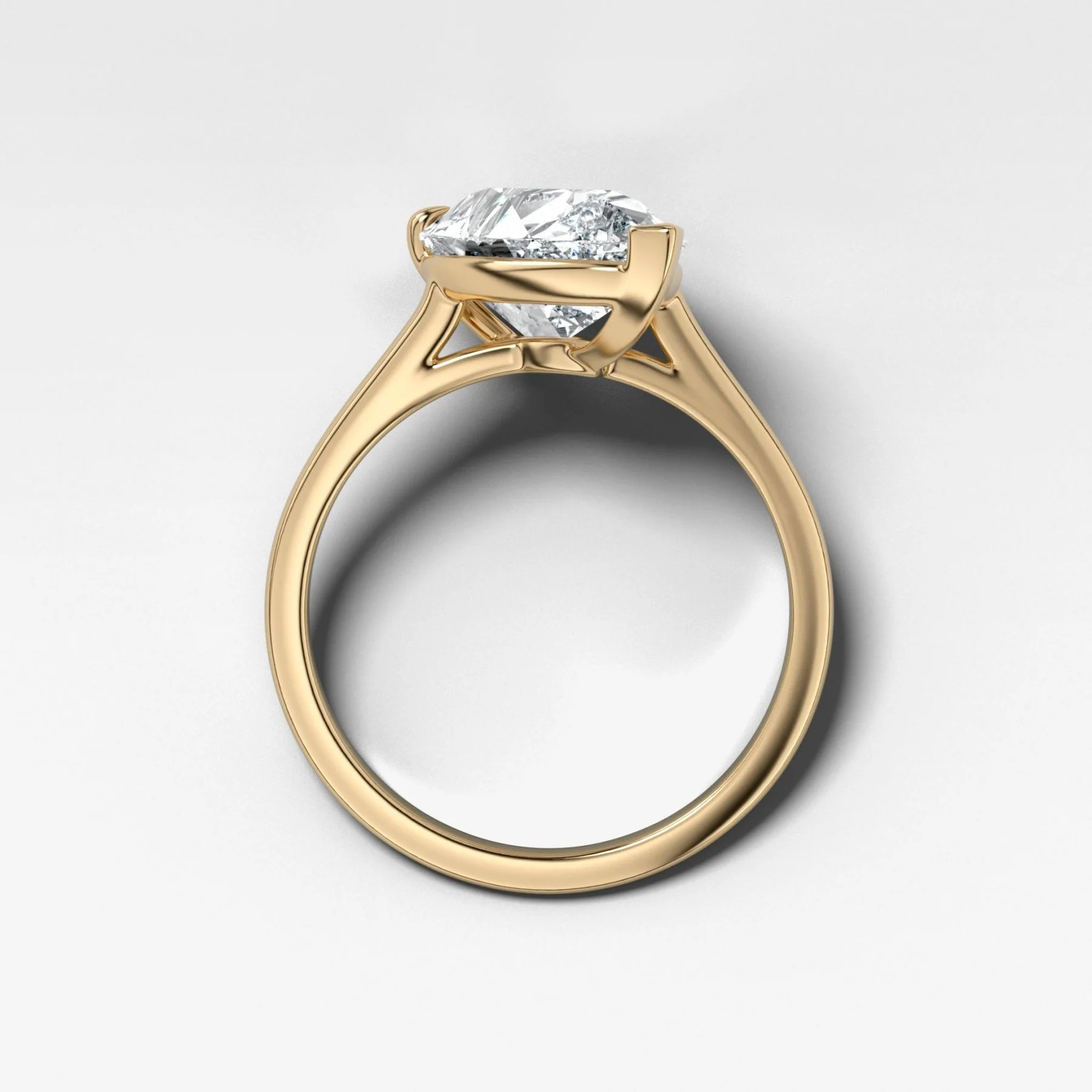 Tilted Thin + Simple Engagement Ring with 3.00ct Lab Grown Pear Cut Diamond - Image 2