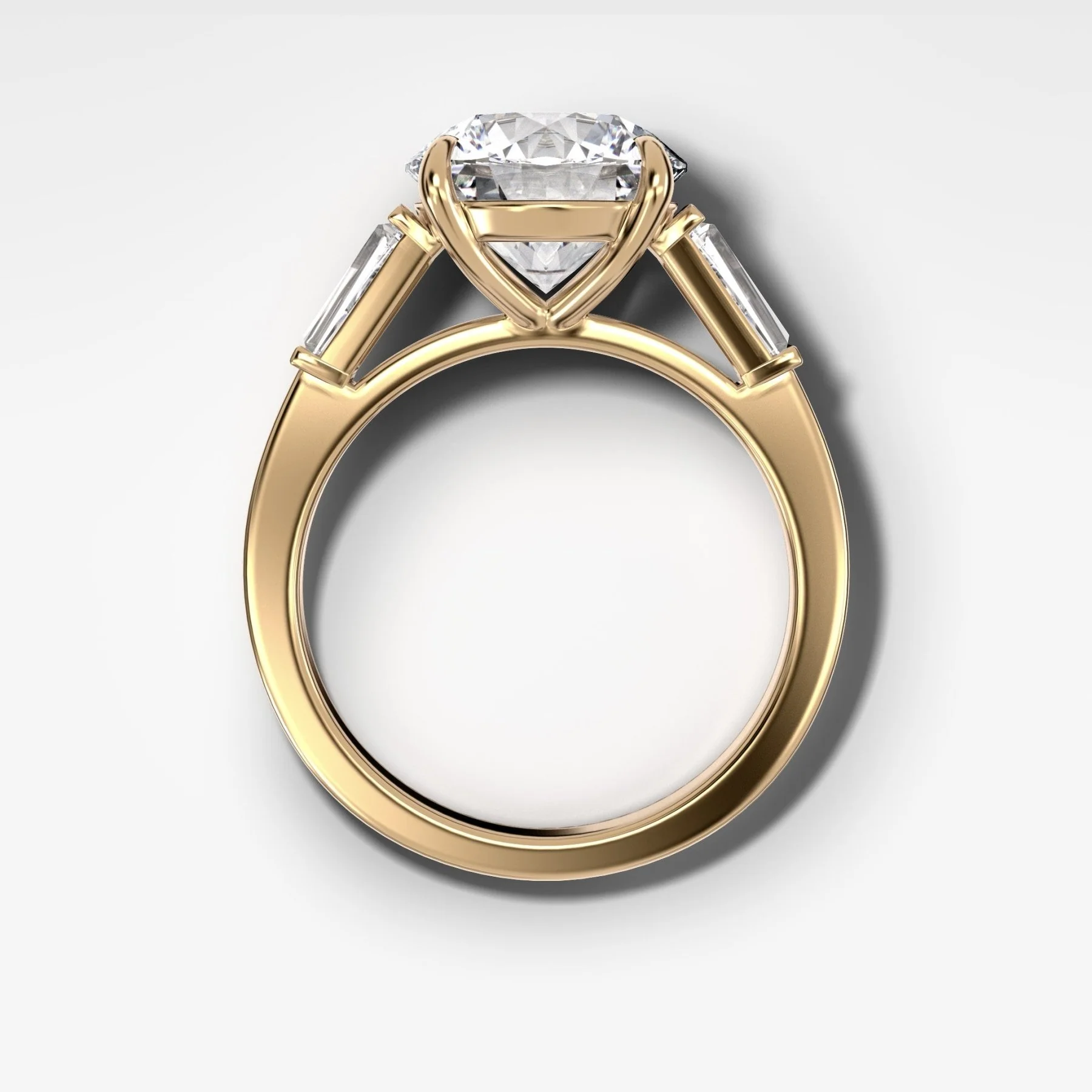 Translunar Tapered Baguette Engagement Ring With Round Cut Diamond - Image 2