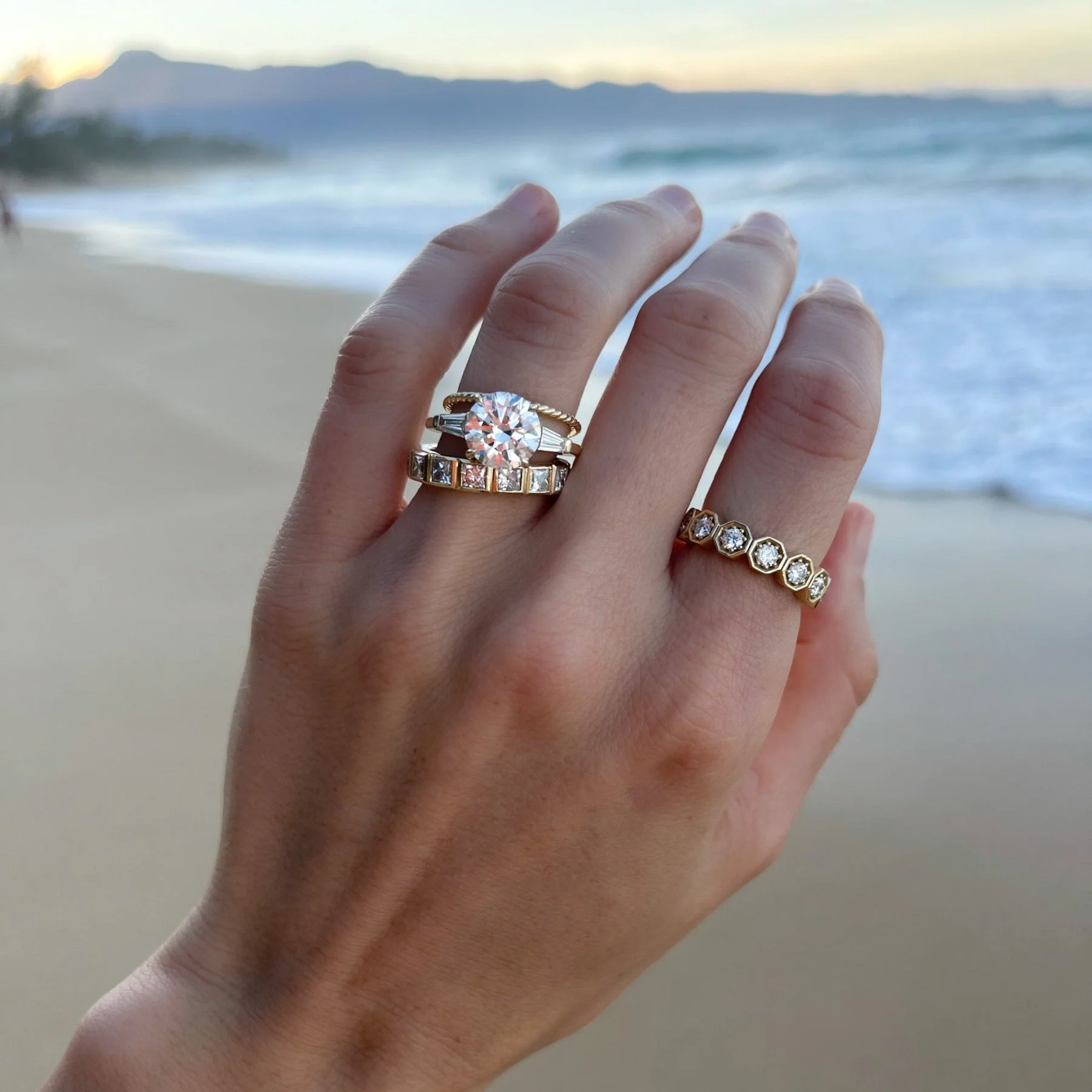 Translunar Tapered Baguette Engagement Ring With Round Cut Diamond - Image 3