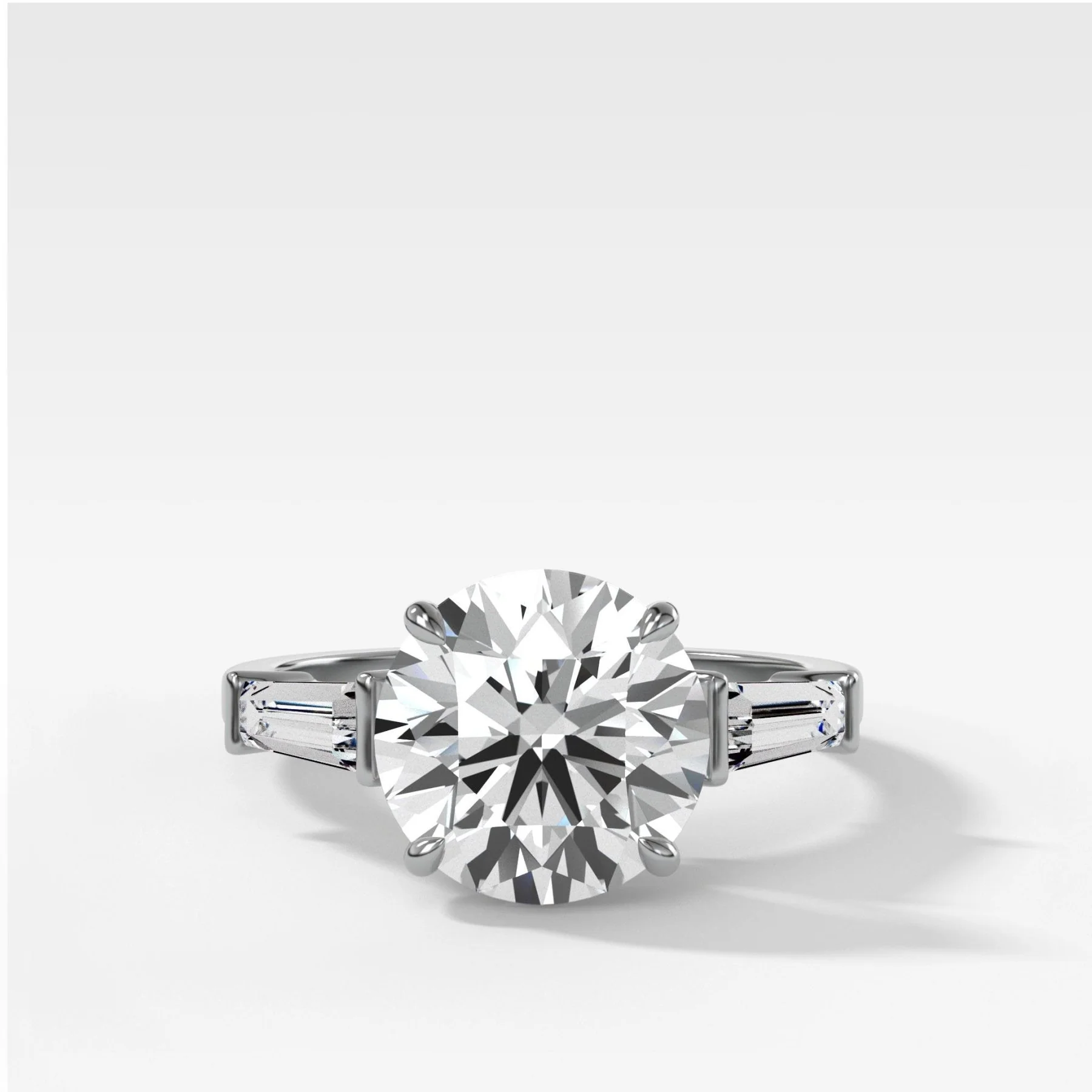 Translunar Tapered Baguette Engagement Ring With Round Cut Diamond - Image 4