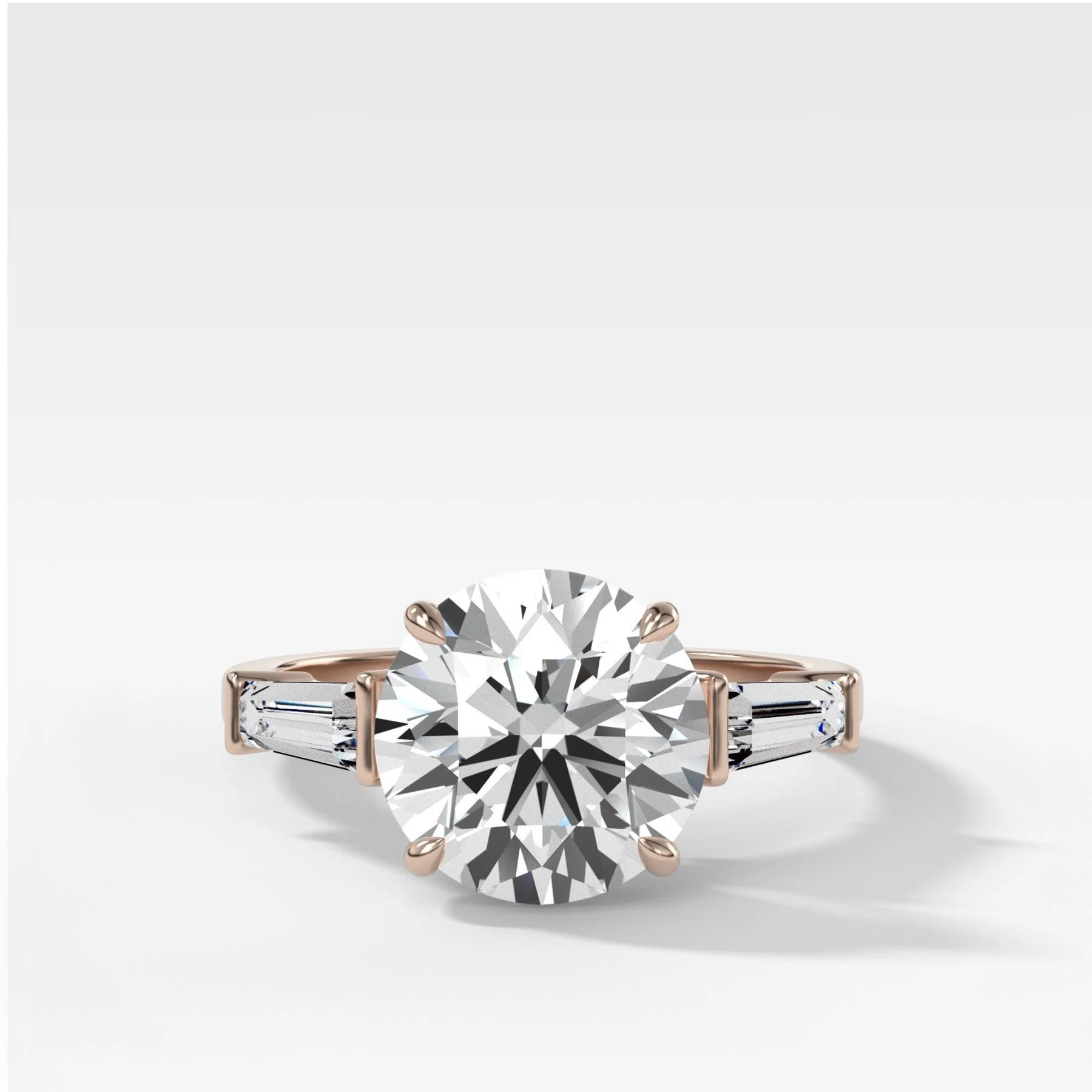 Translunar Tapered Baguette Engagement Ring With Round Cut Diamond - Image 5
