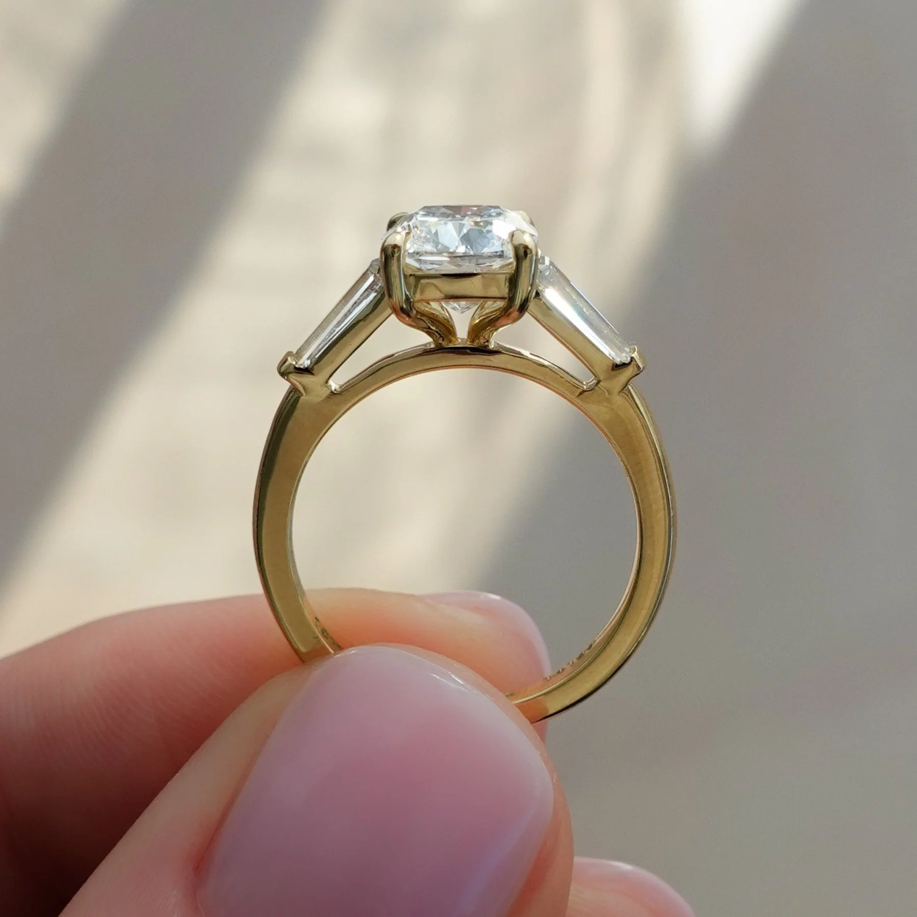 Translunar Tapered Baguette Engagement Ring With 2.02ct D/IF Elongated Cushion Cut Diamond - Image 3