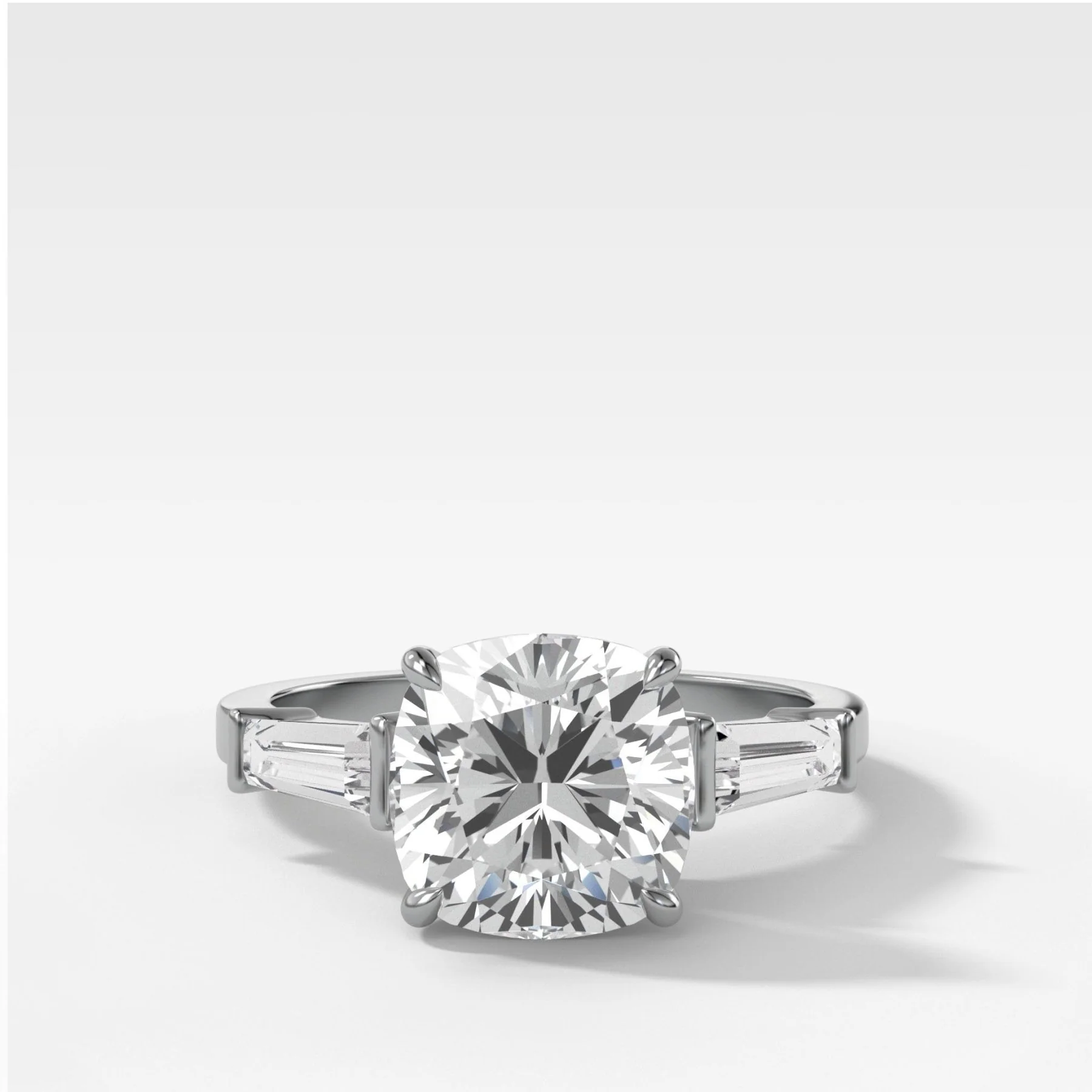 Translunar Tapered Baguette Engagement Ring With Cushion Cut Diamond - Image 4